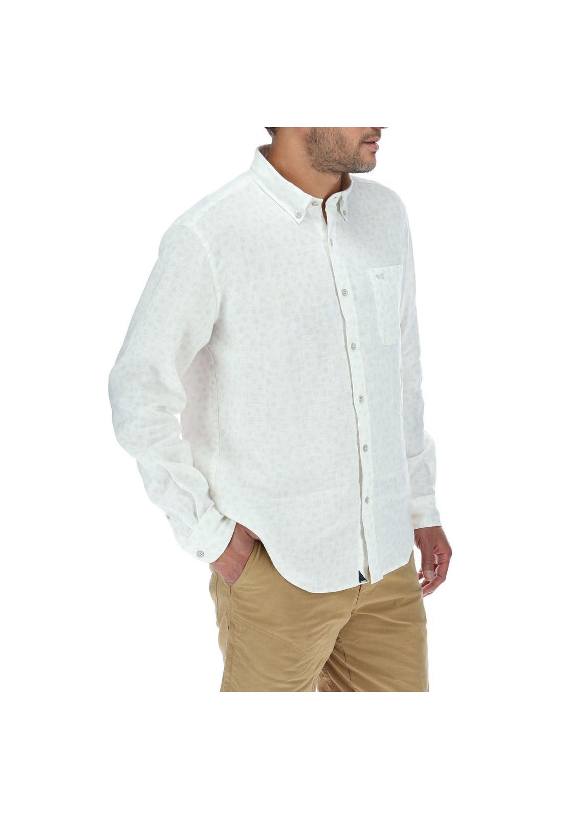 Camisa Lino Hombre Linenflowers Blanco Rockford-3