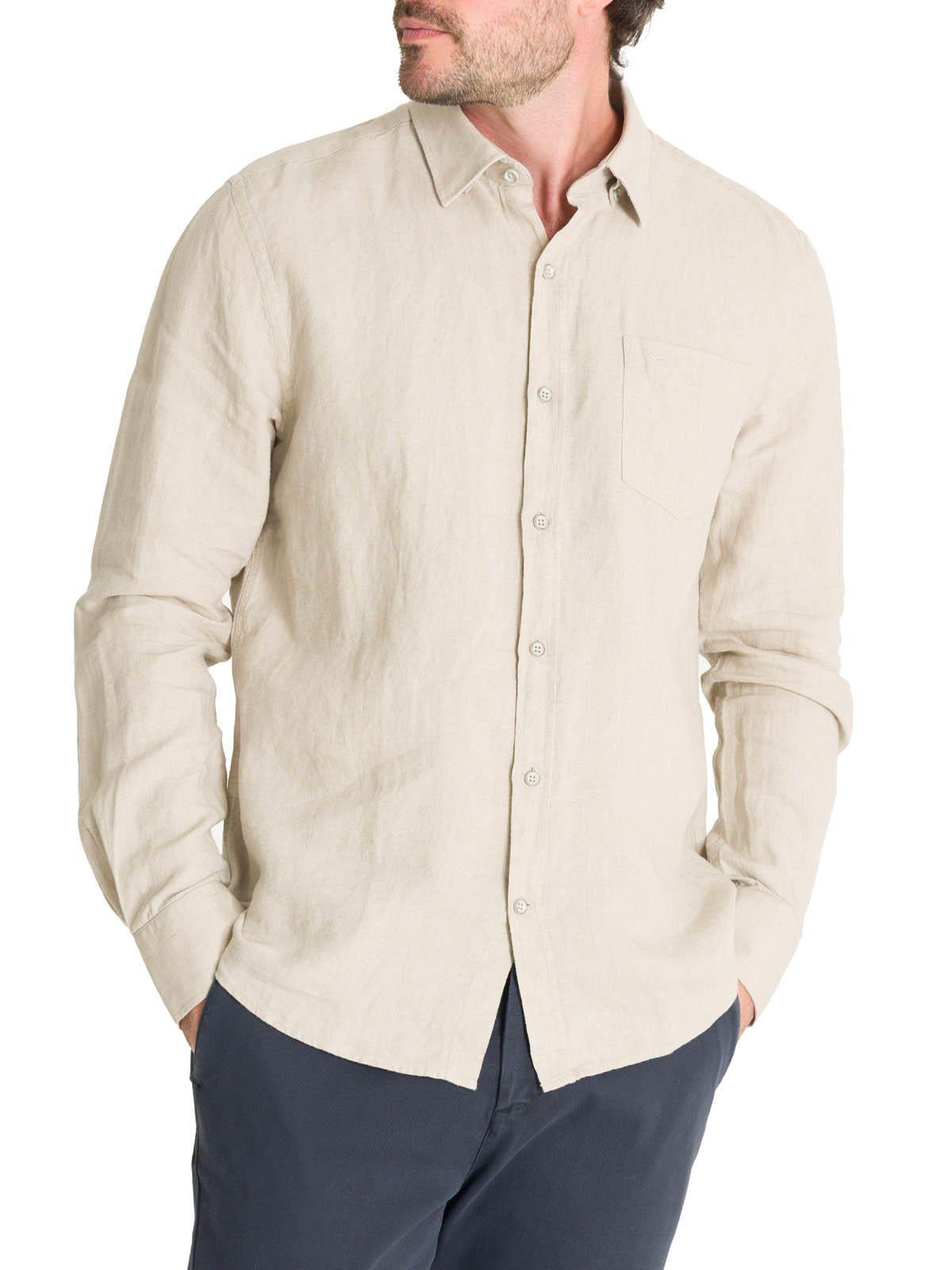 Camisa Lino Hombre Linen Beige-4