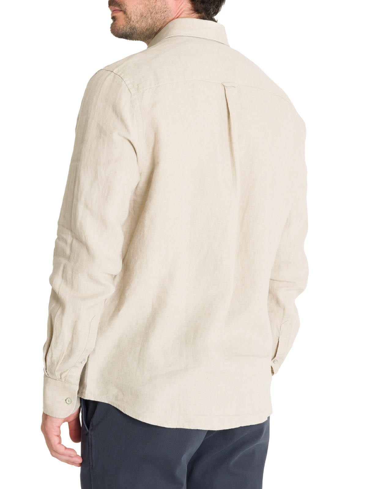 Camisa Lino Hombre Linen Beige-5
