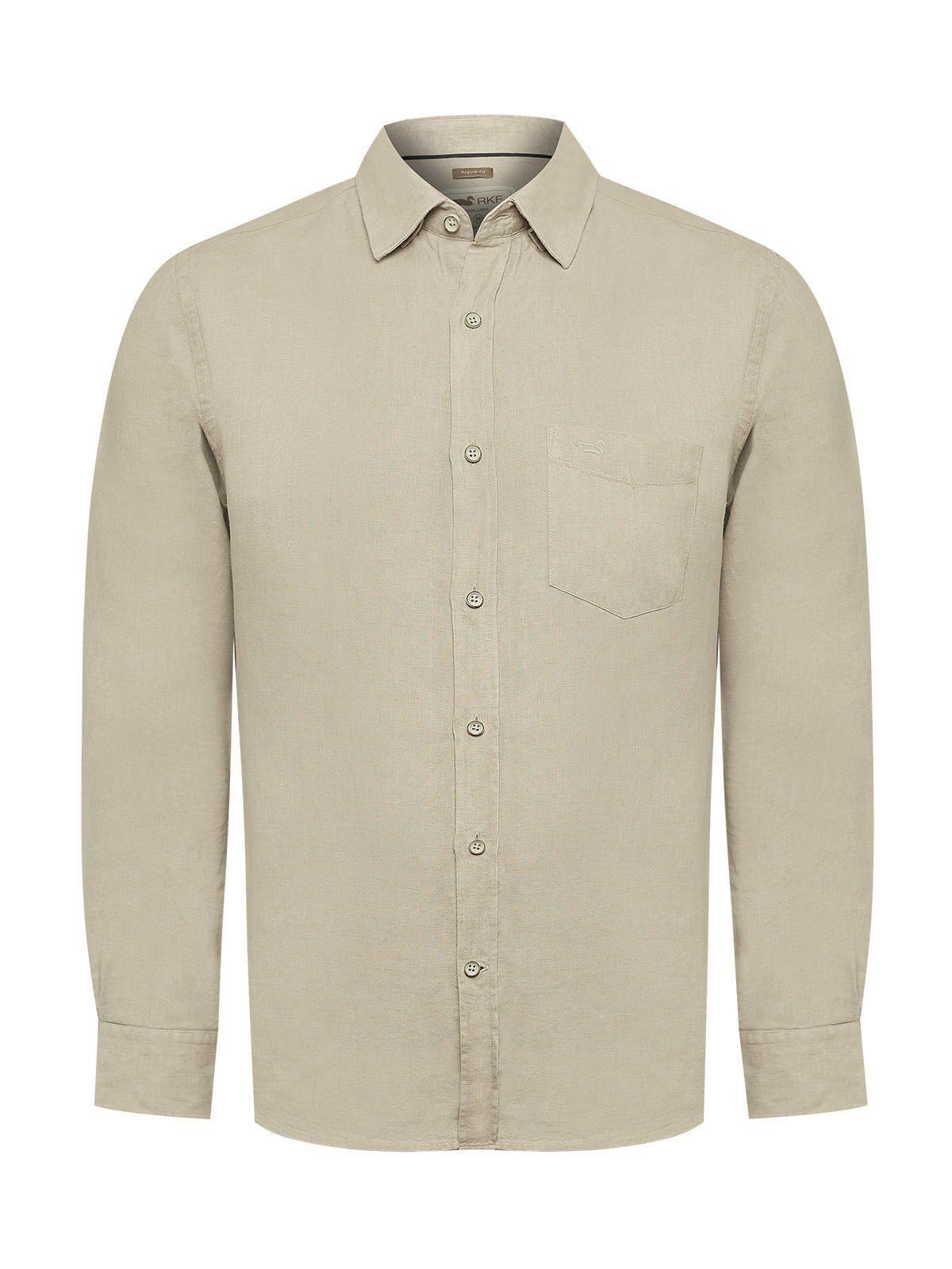Camisa Lino Hombre Linen Beige-0