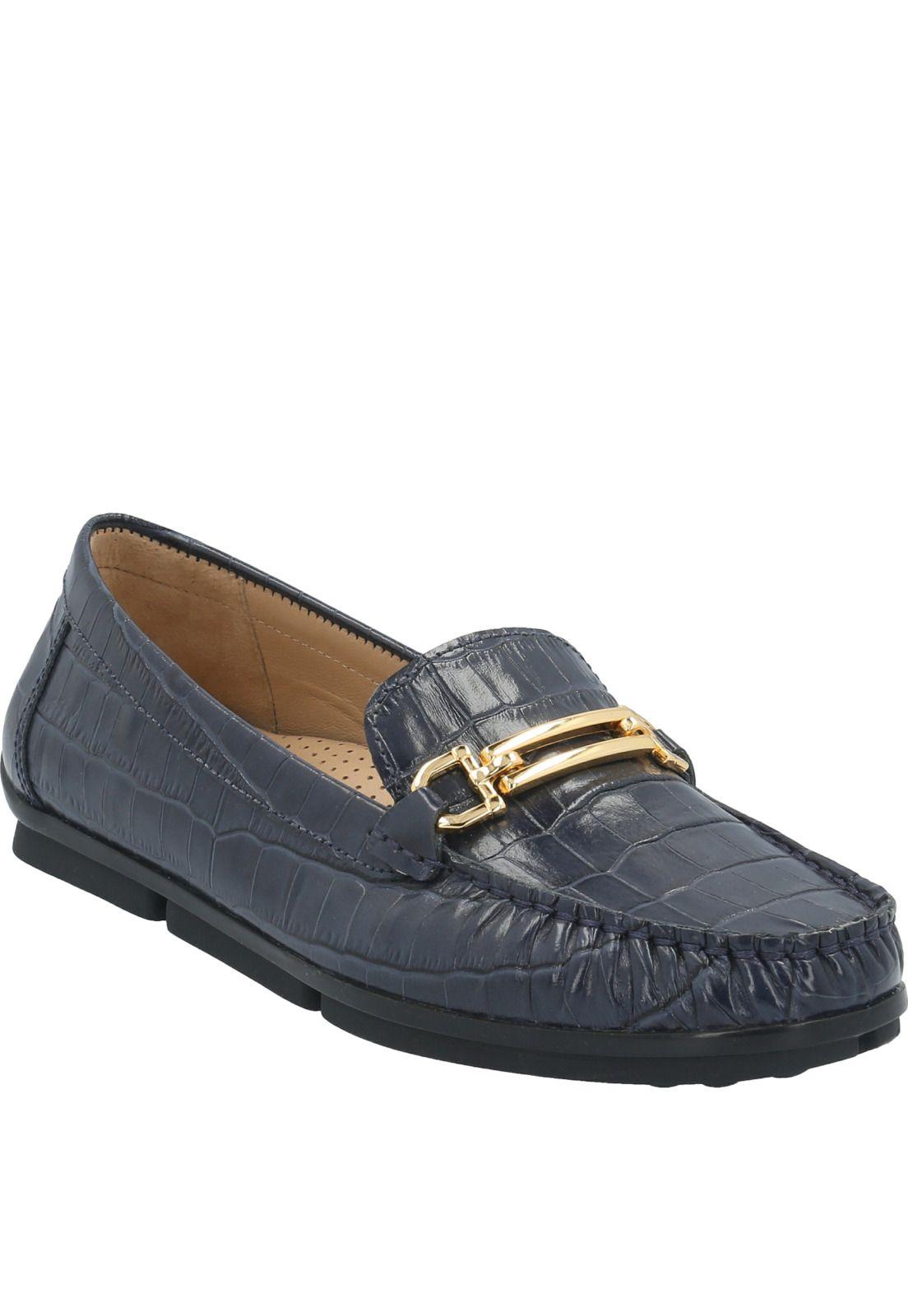 Mocasin Cuero Mujer Marine Azul-0