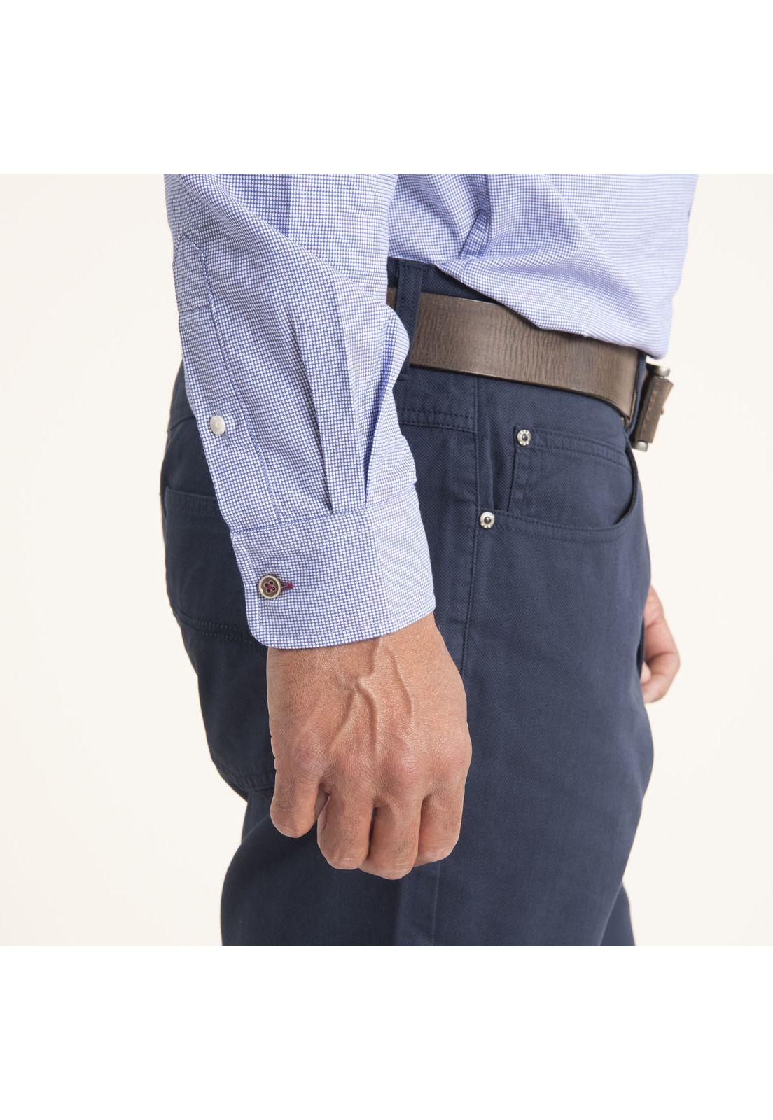 Camisa Hombre Algodón Org Mini Square  Azul-6