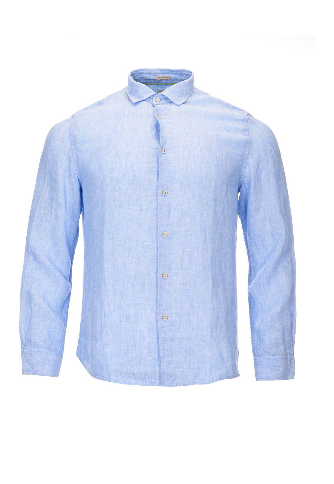 Camisa Lino Orgánico Hombre Linenjrsey Celeste-0