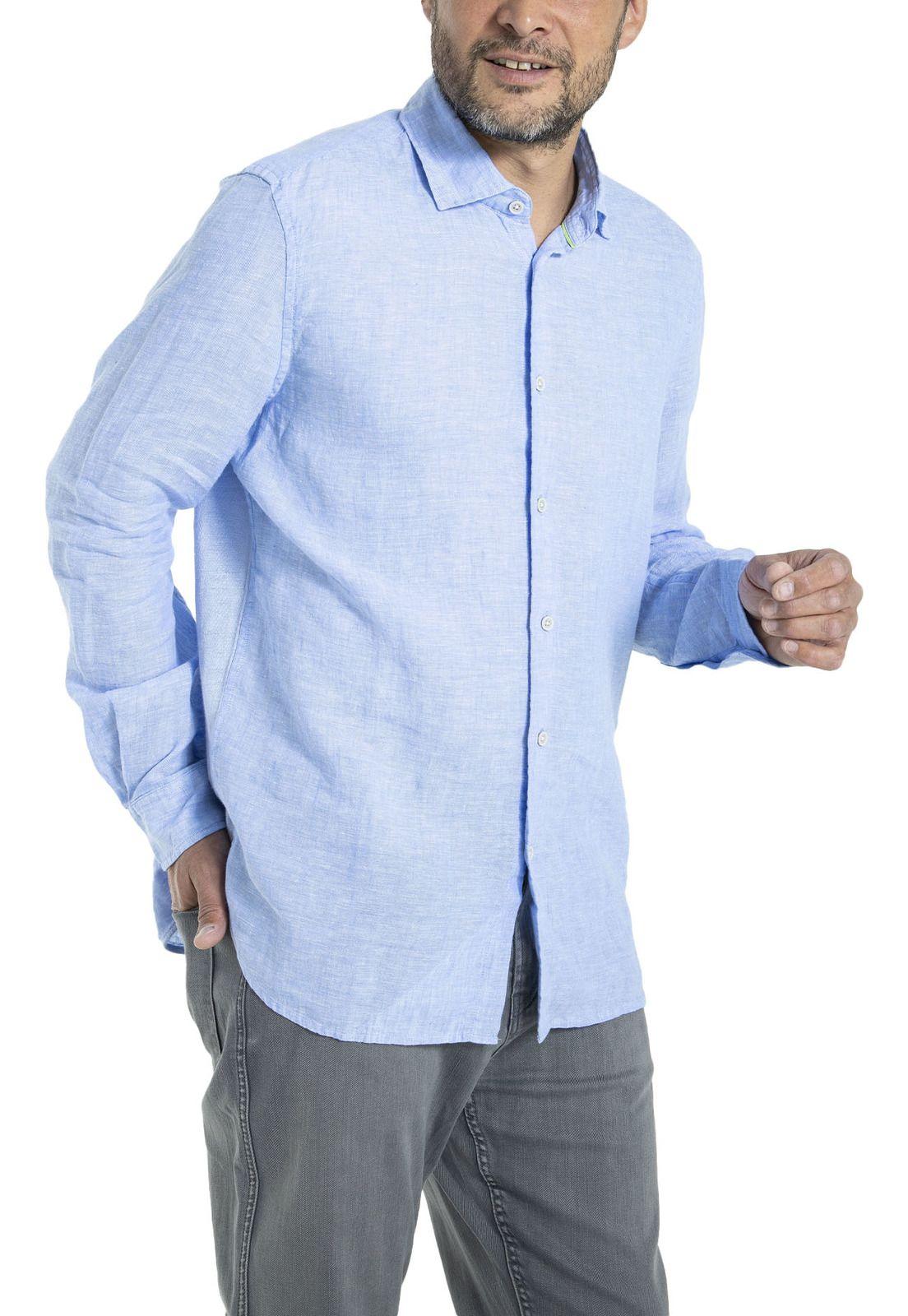 Camisa Lino Orgánico Hombre Linenjrsey Celeste-5