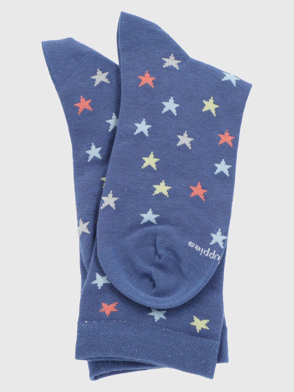 Calcetin Algodón Mujer C Cuff Star Azul-1