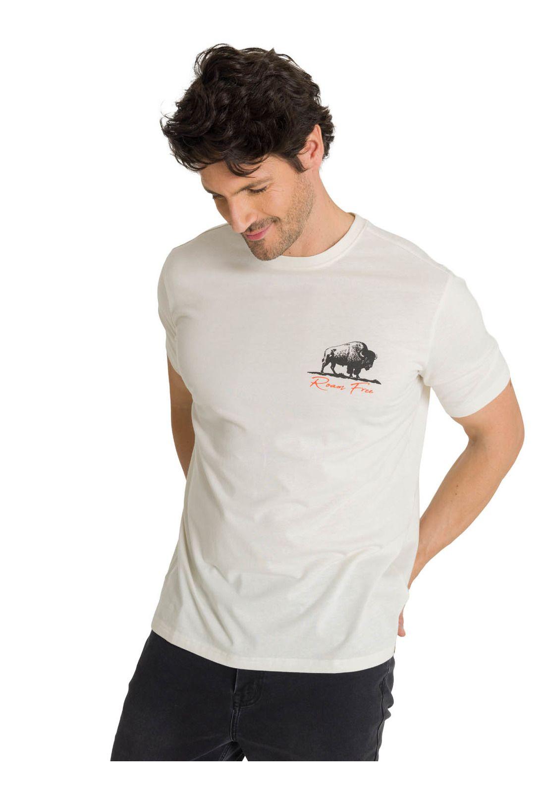 Polera Manga Corta Hombre Roam Free Bison Blanco-1