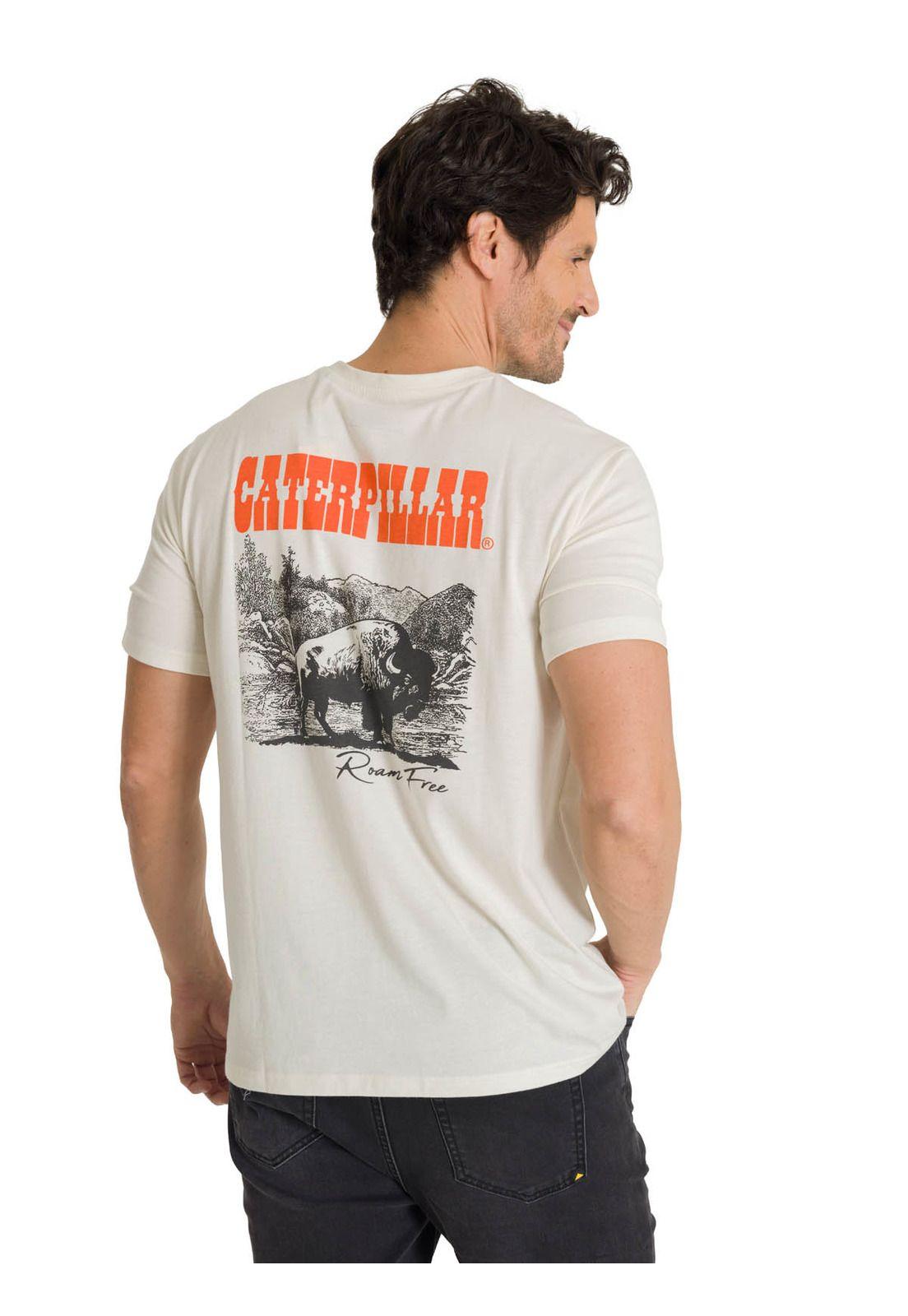 Polera Manga Corta Hombre Roam Free Bison Blanco-3