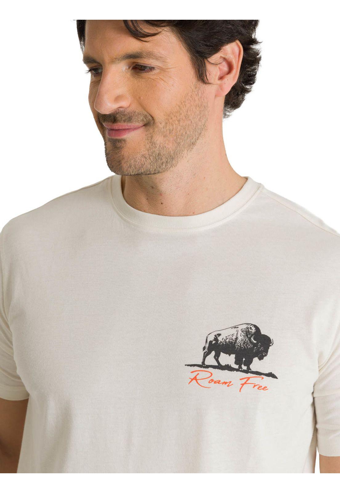Polera Manga Corta Hombre Roam Free Bison Blanco-4