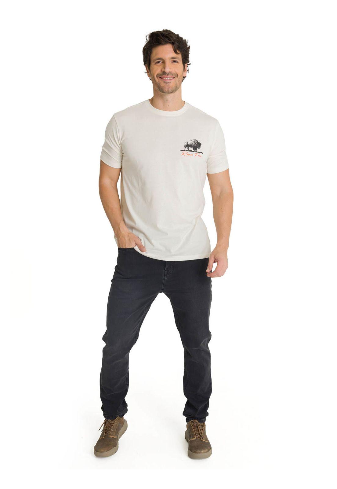 Polera Manga Corta Hombre Roam Free Bison Blanco-5