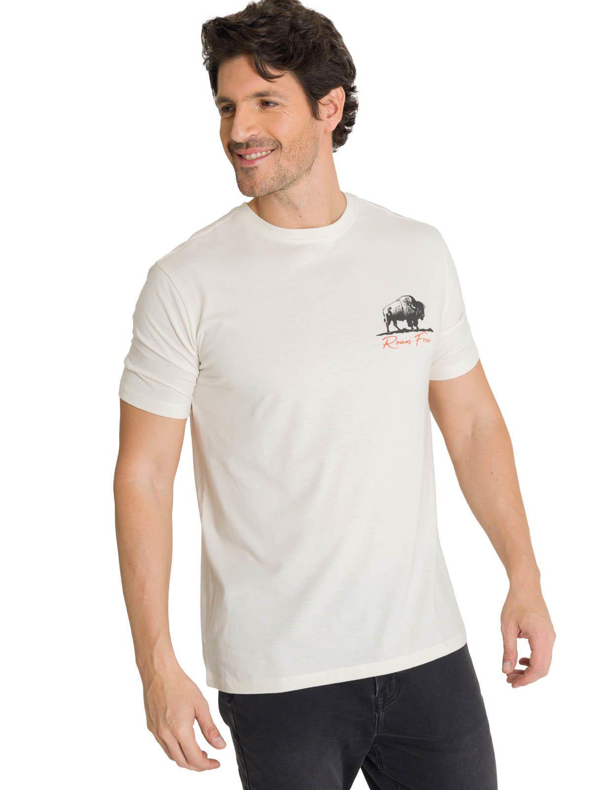 Polera Manga Corta Hombre Roam Free Bison Blanco-0