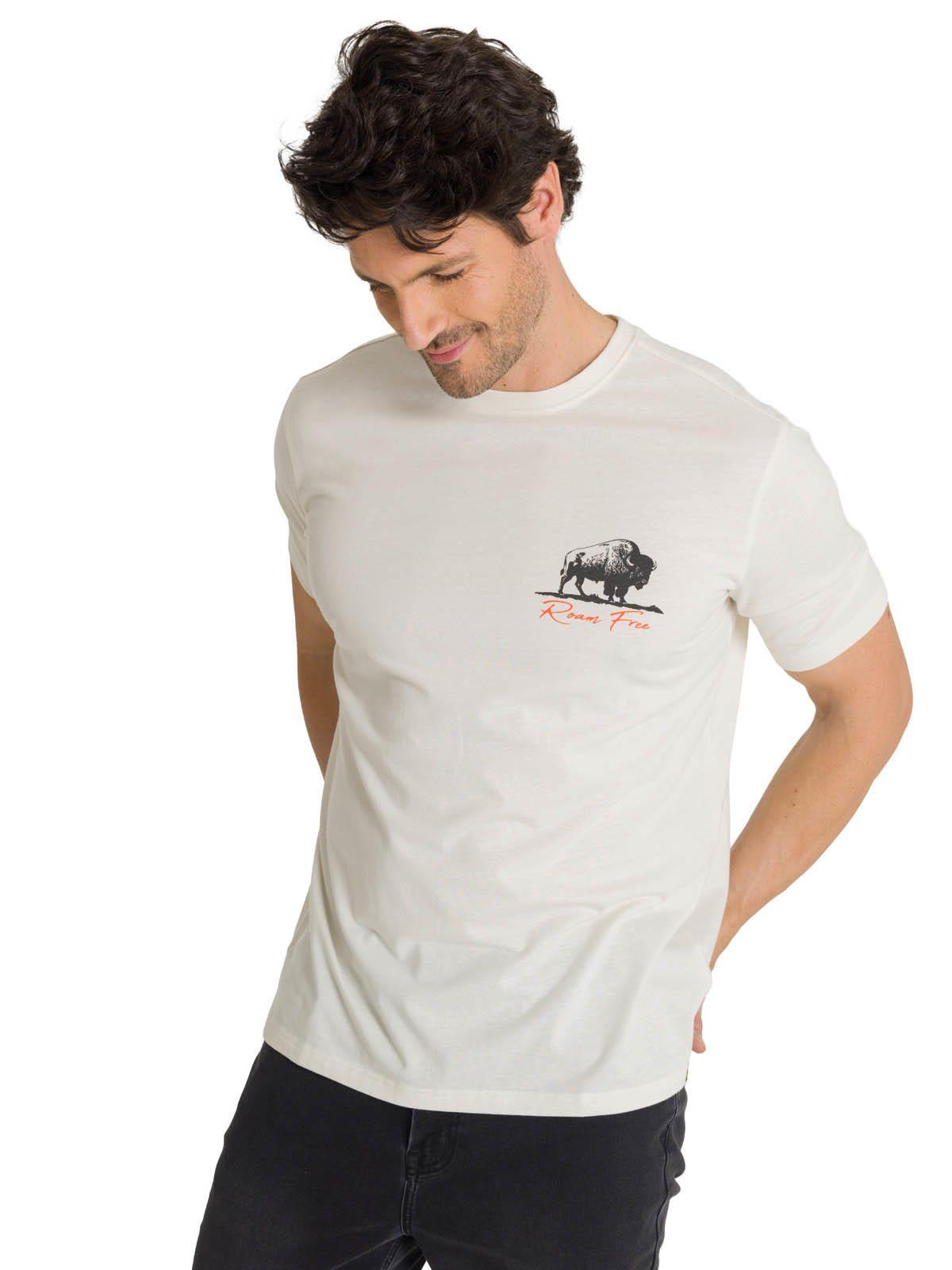 Polera Manga Corta Hombre Roam Free Bison Blanco-1