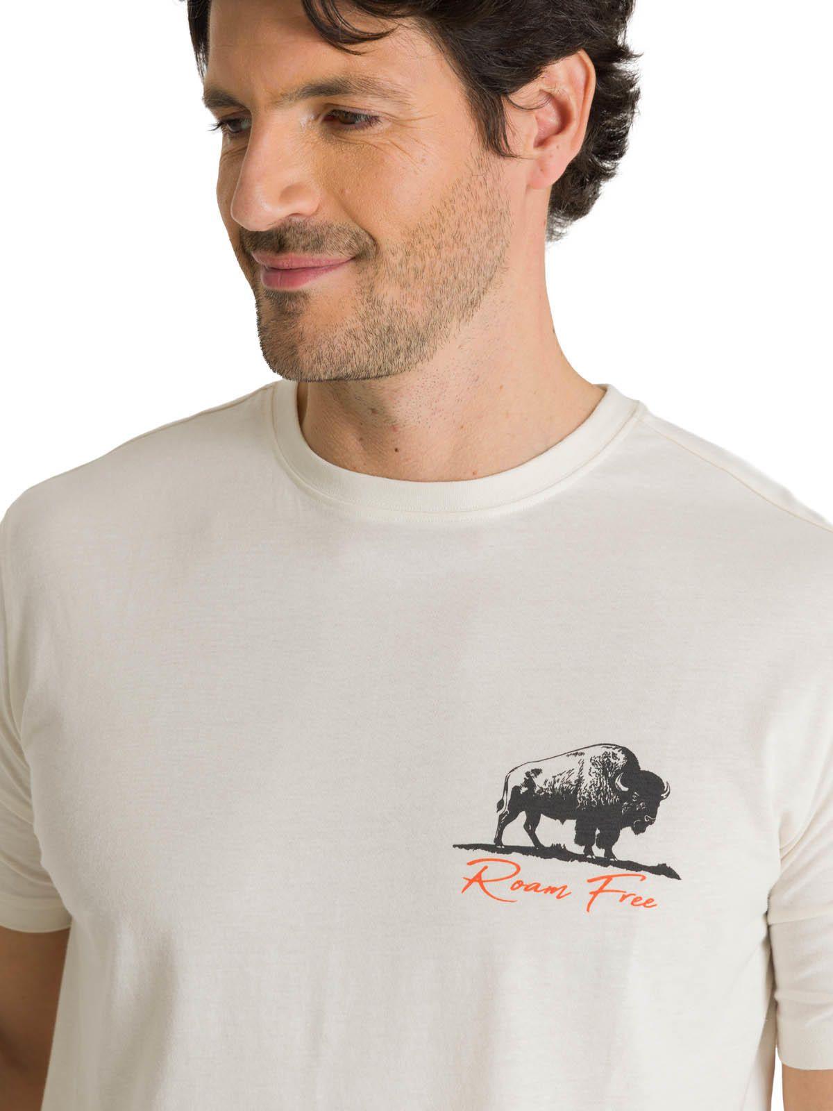 Polera Manga Corta Hombre Roam Free Bison Blanco-4