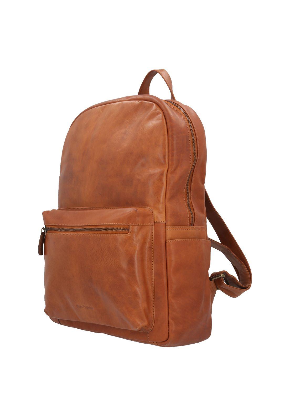 Mochila Cuero Unisex Omi Glasgow Back Café-1