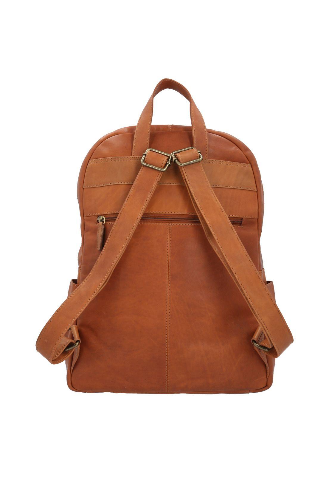 Mochila Cuero Unisex Omi Glasgow Back Café-2