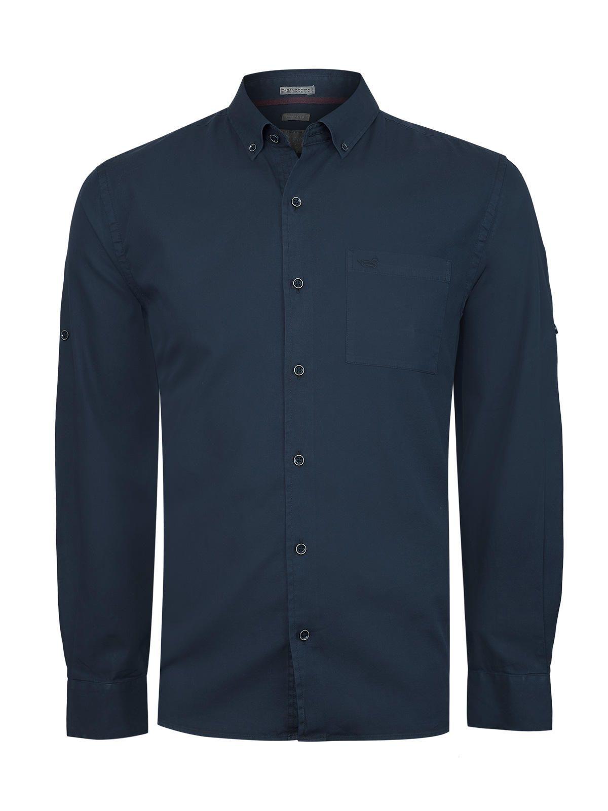 Camisa Algodón Orgánico Hombre Leeds Azul oscuro-0