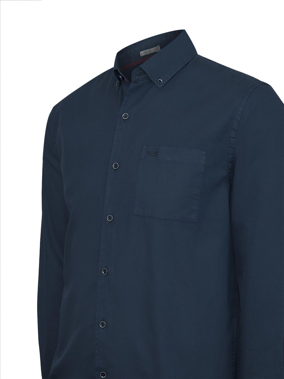Camisa Algodón Orgánico Hombre Leeds Azul oscuro-3