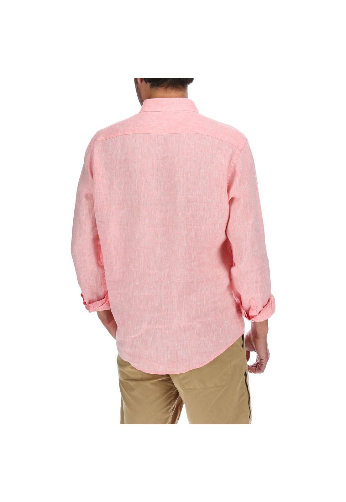 Camisa Lino Hombre Linen Salmón Rockford-2