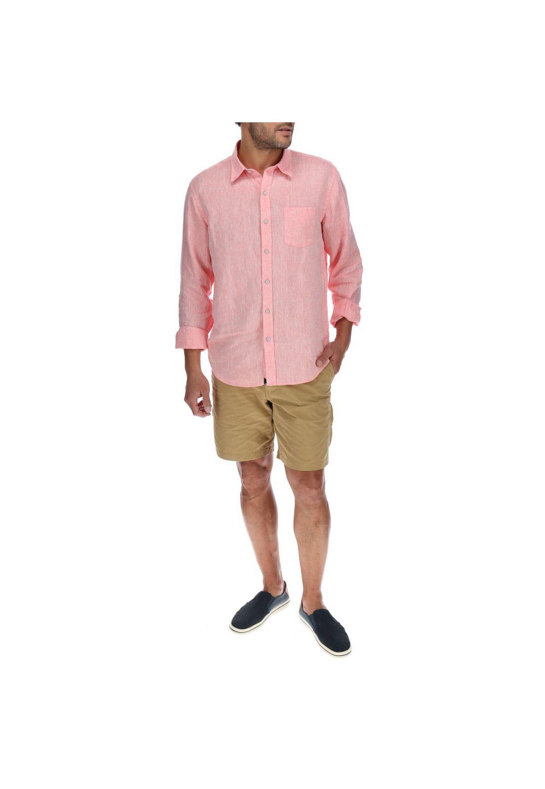 Camisa Lino Hombre Linen Salmón Rockford-4