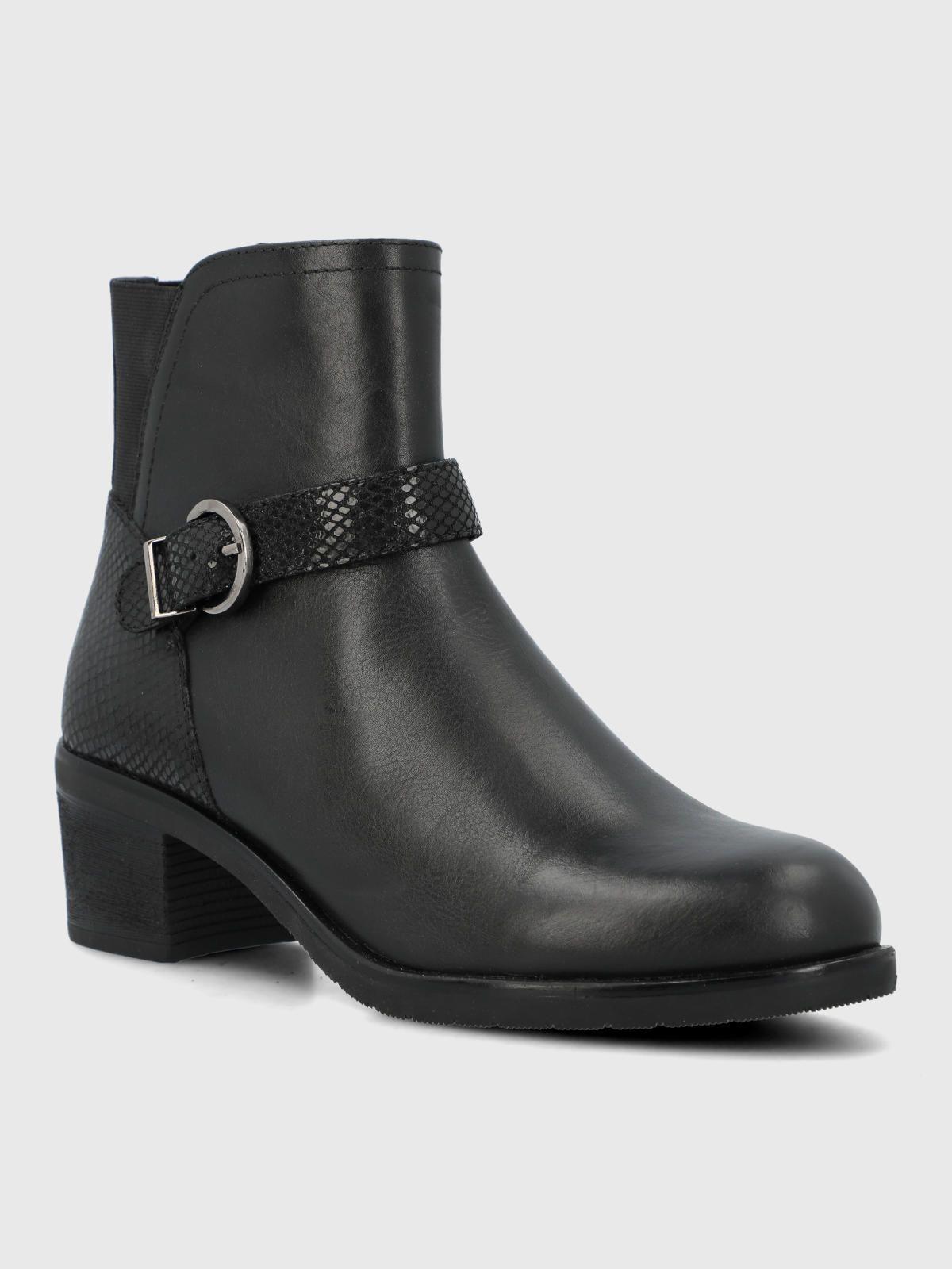 Botin Cuero Mujer Else Negro-0