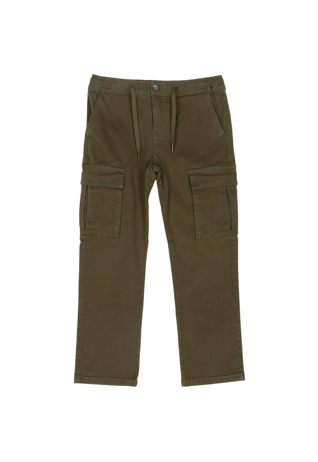 Pantalón Niño Bolsillos Cargo Verde-0
