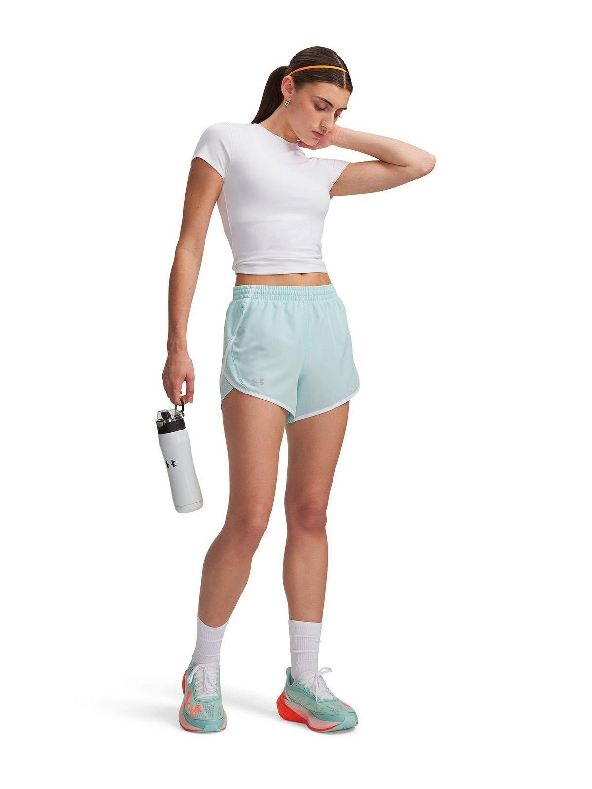 Short UA Fly-By 3" Celeste Mujer-3