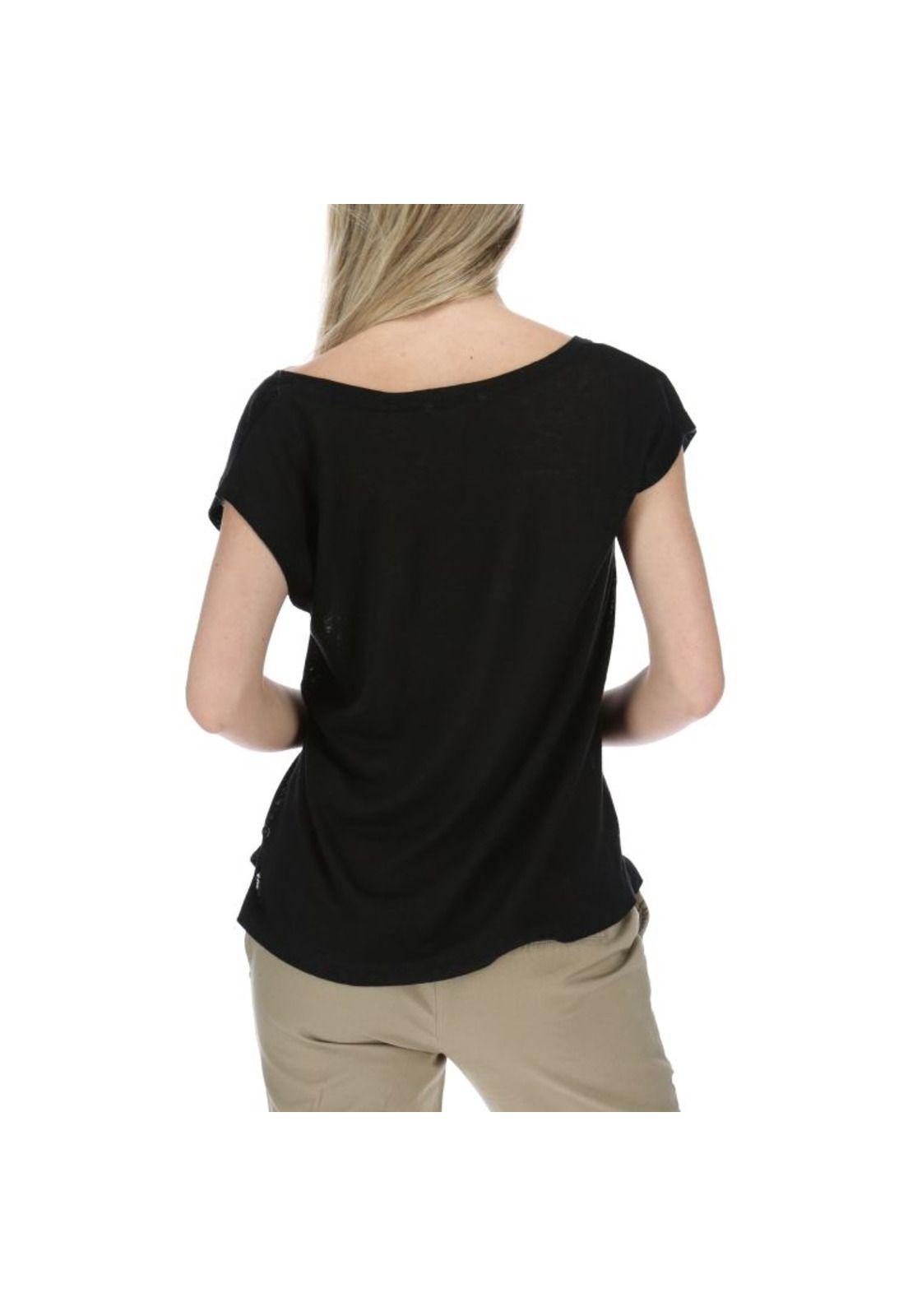 Polera Mc Mujer Linen S/S Knit Top Negro-2
