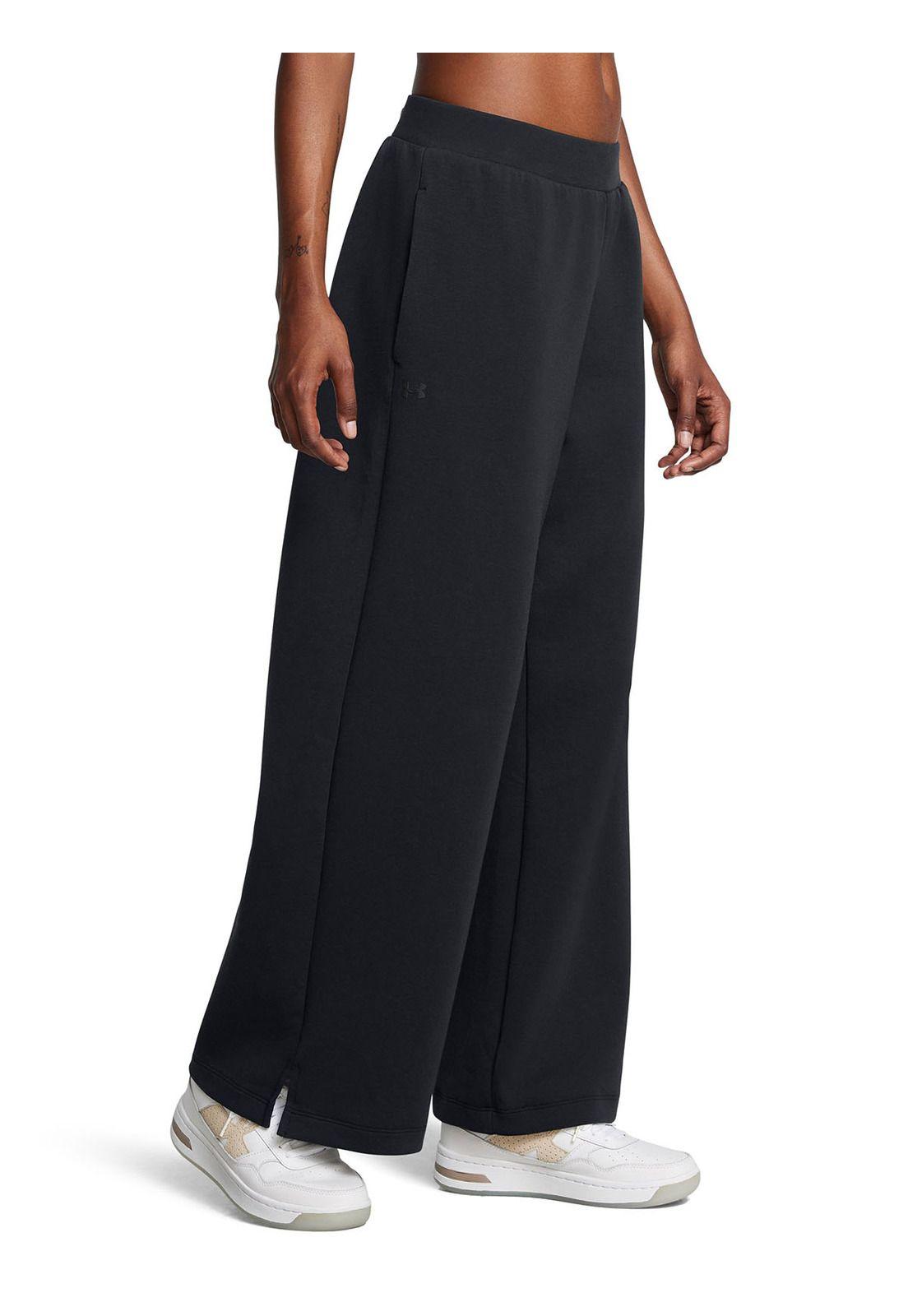 Pantalón Ua Unstoppable Fleece Wide Leg Negro Para Muje-3