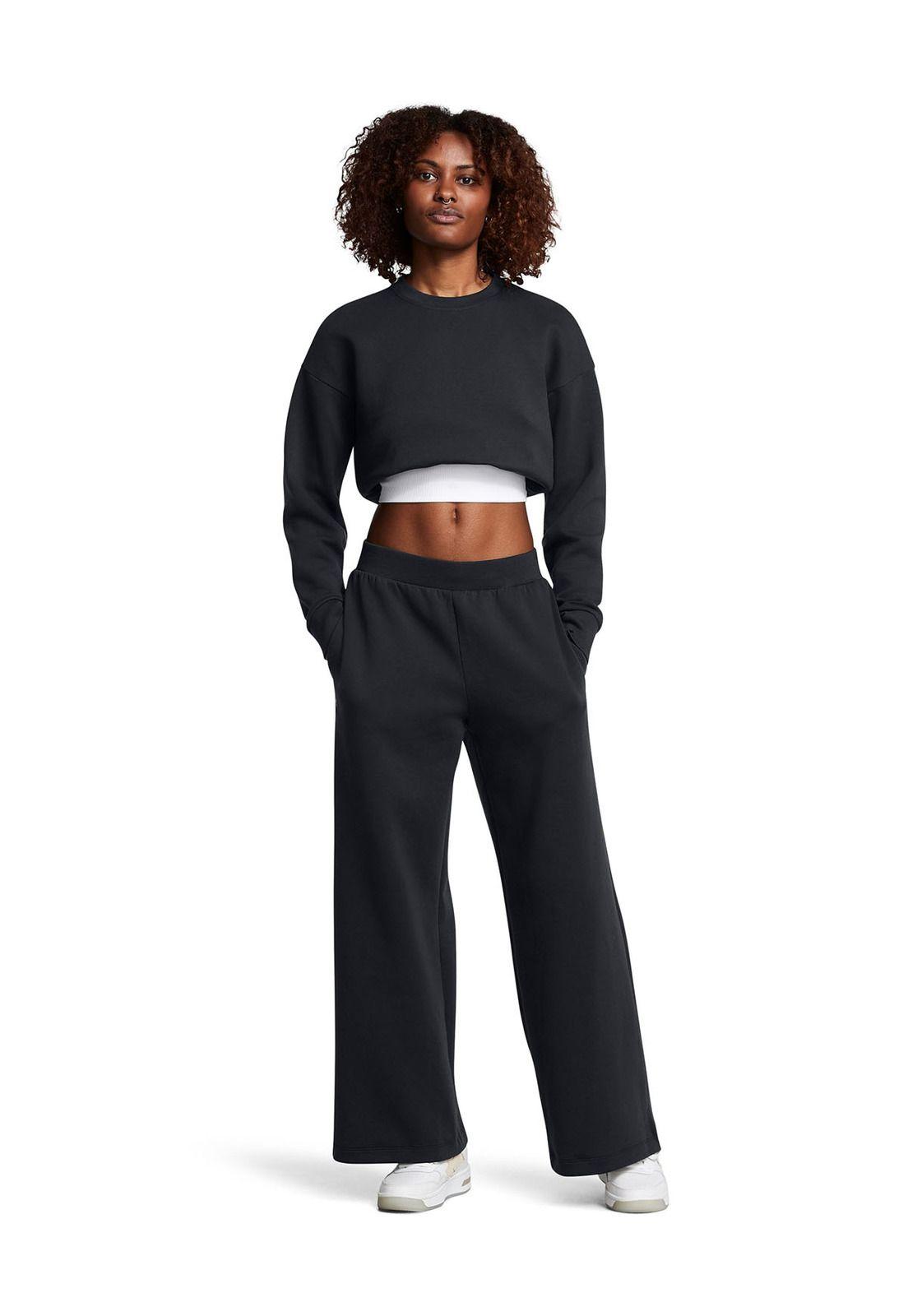 Pantalón Ua Unstoppable Fleece Wide Leg Negro Para Muje-5