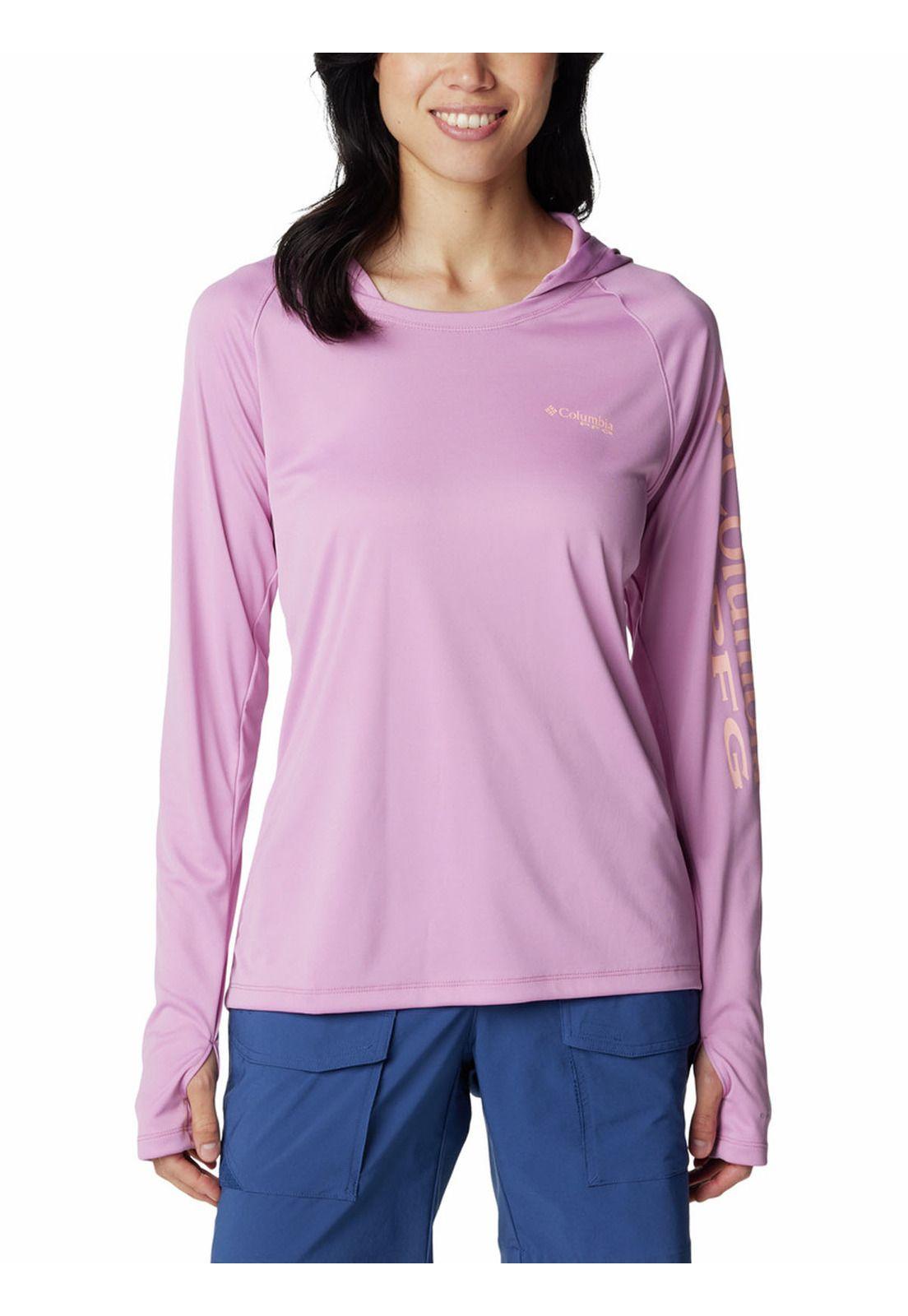 Polera Mujer Pfg Tidal Tee Hoodie Rosado-0