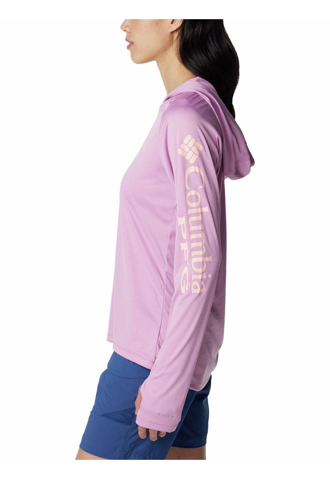 Polera Mujer Pfg Tidal Tee Hoodie Rosado-1