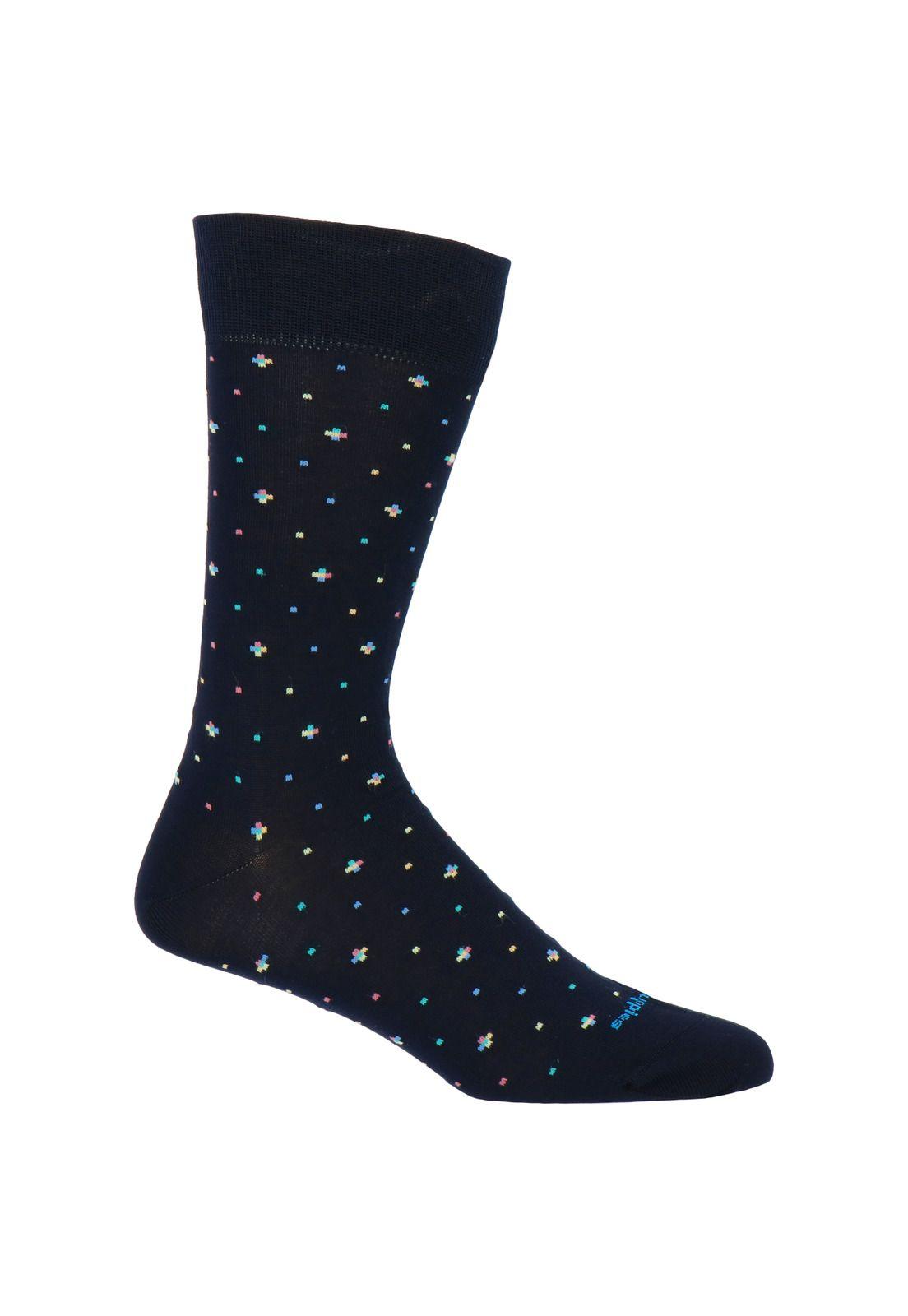 Calcetín Algodón Vestir Digital Azul Marino Hombre-0