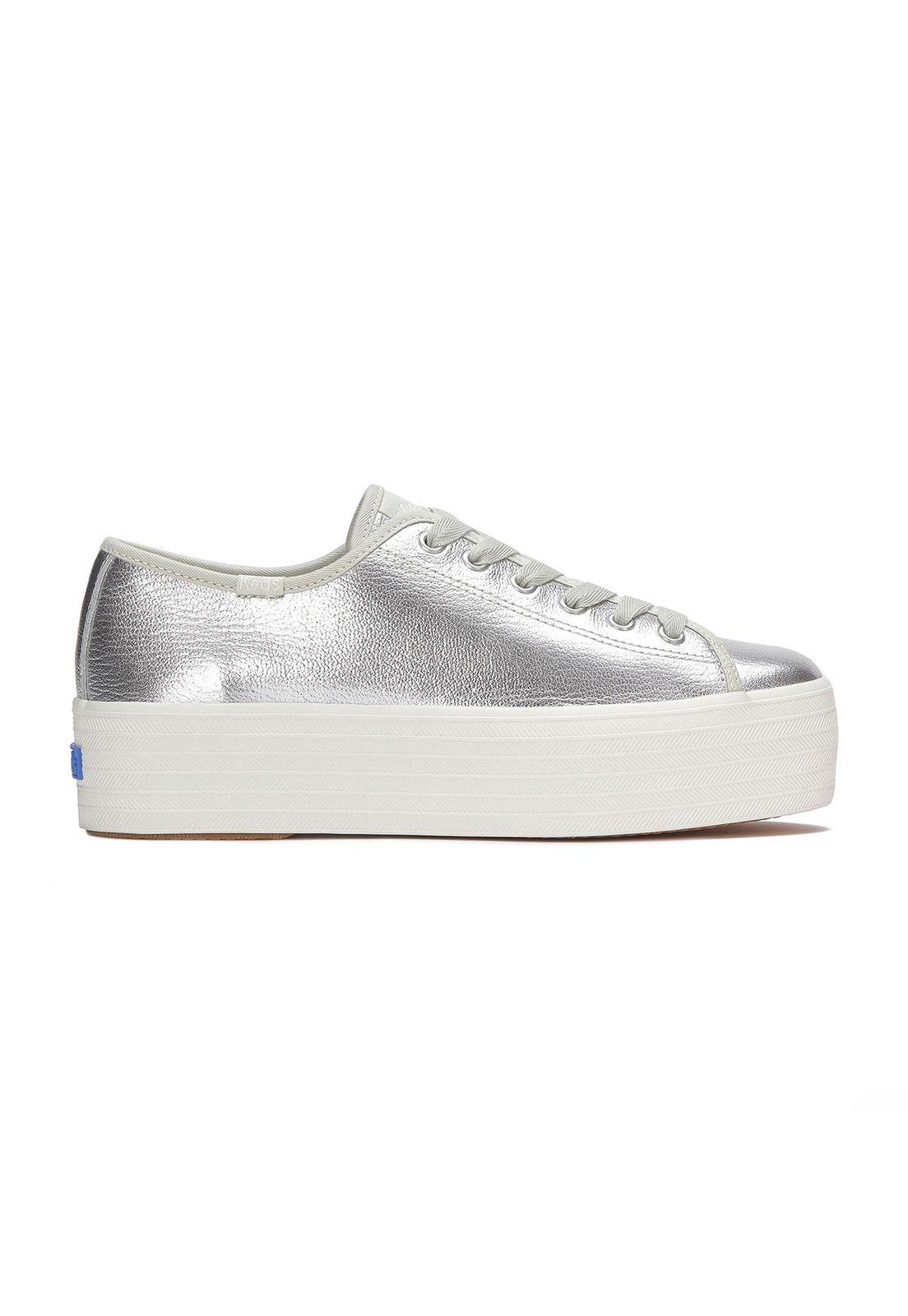 Zapatilla Cuero Mujer Triple Up Plateado-0