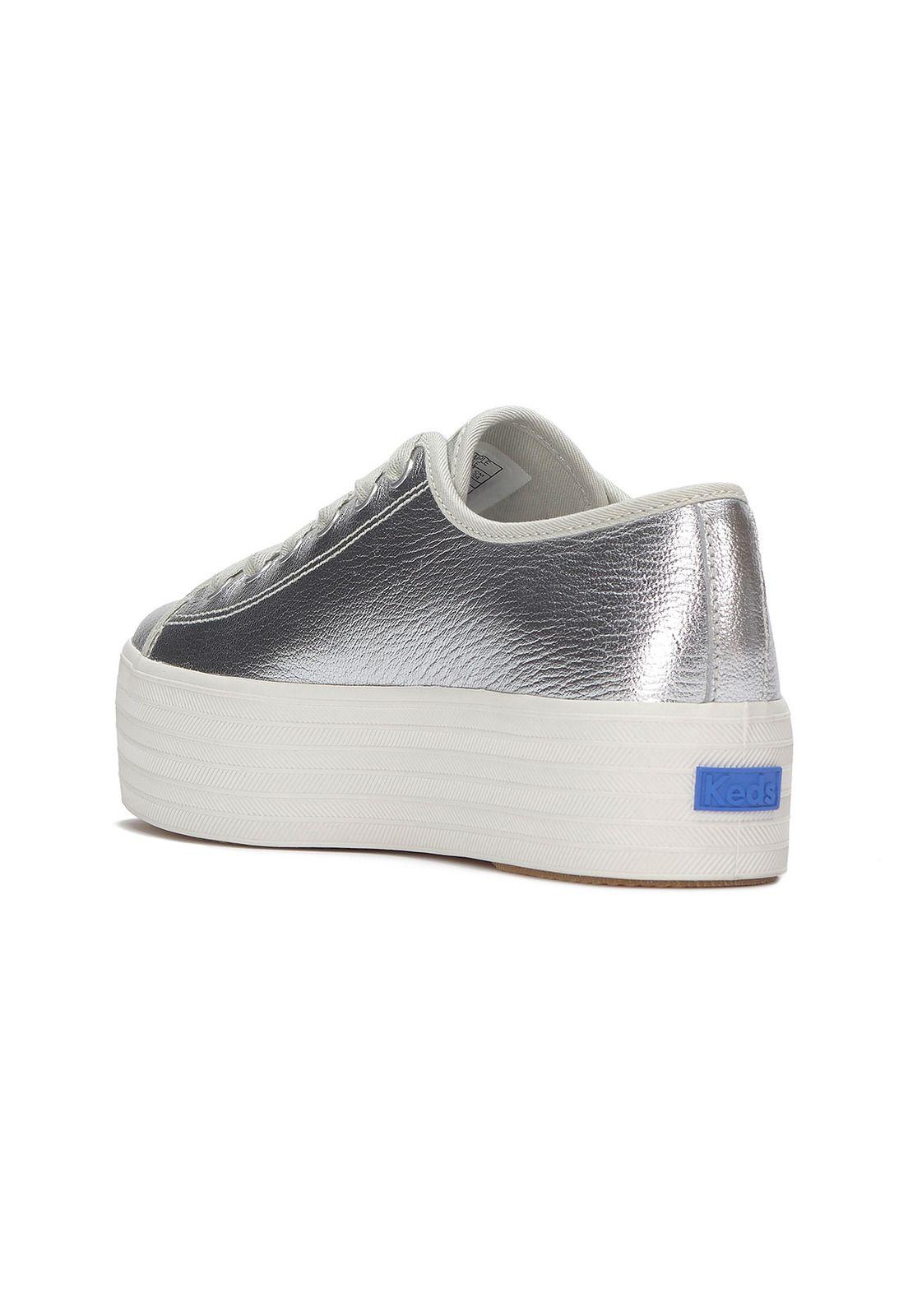 Zapatilla Cuero Mujer Triple Up Plateado-5
