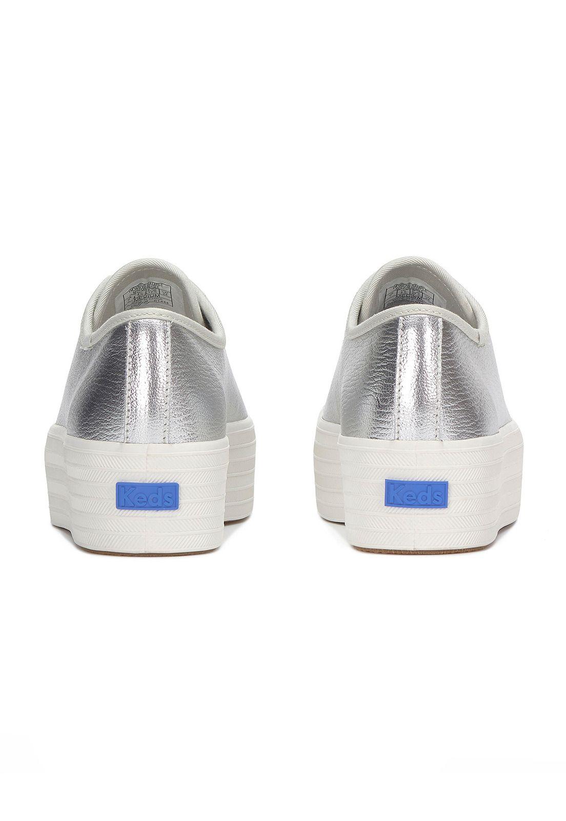 Zapatilla Cuero Mujer Triple Up Plateado-6