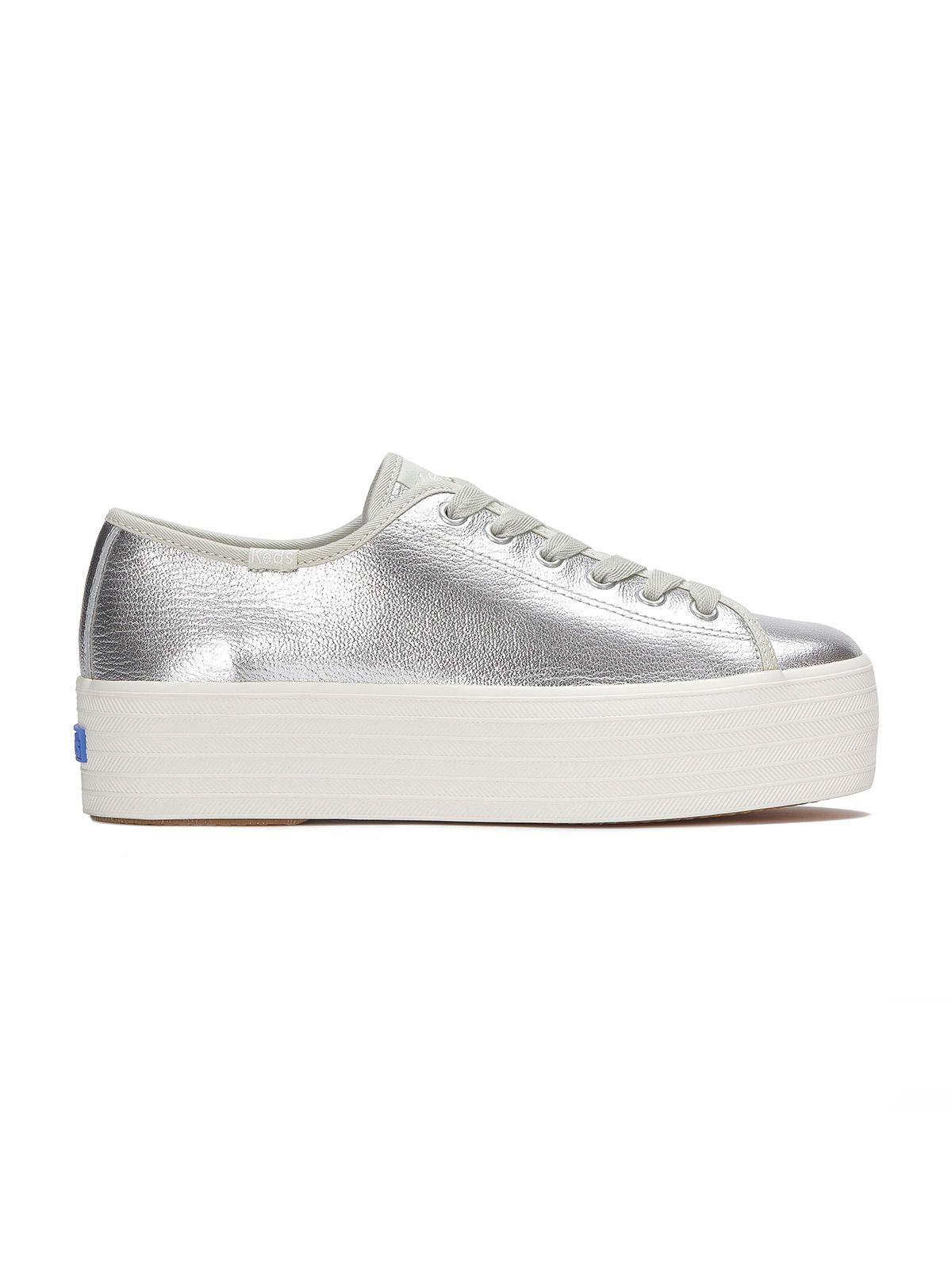 Zapatilla Cuero Mujer Triple Up Plateado-0