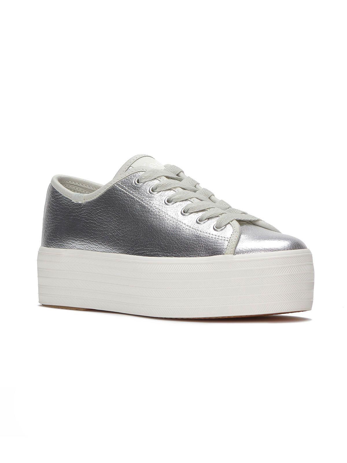 Zapatilla Cuero Mujer Triple Up Plateado-1