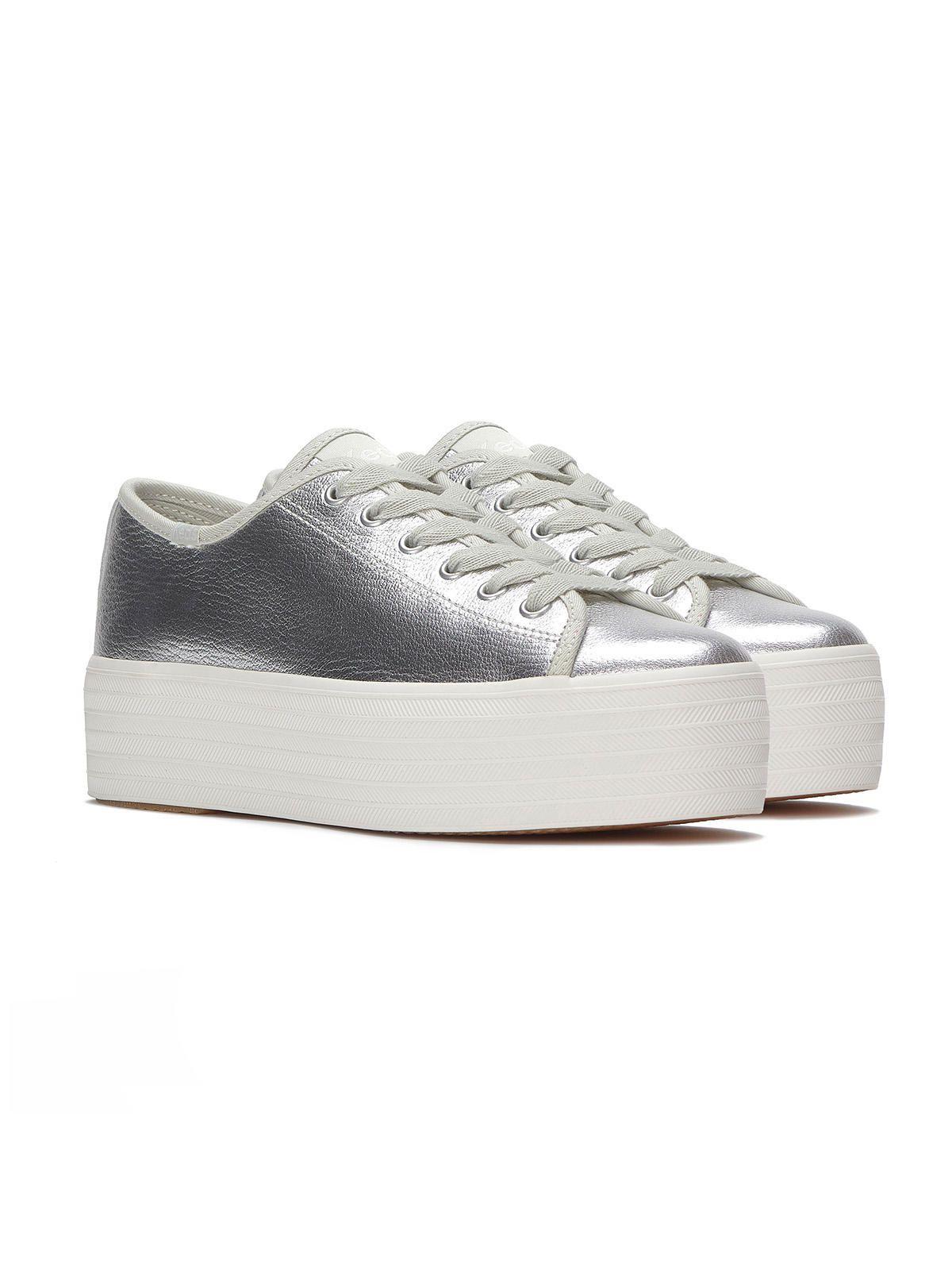 Zapatilla Cuero Mujer Triple Up Plateado-3