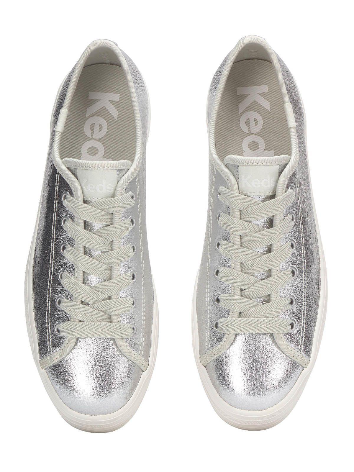 Zapatilla Cuero Mujer Triple Up Plateado-4