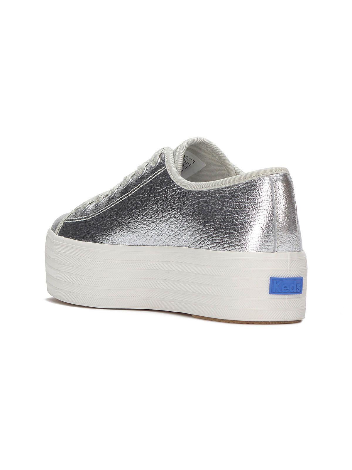 Zapatilla Cuero Mujer Triple Up Plateado-5