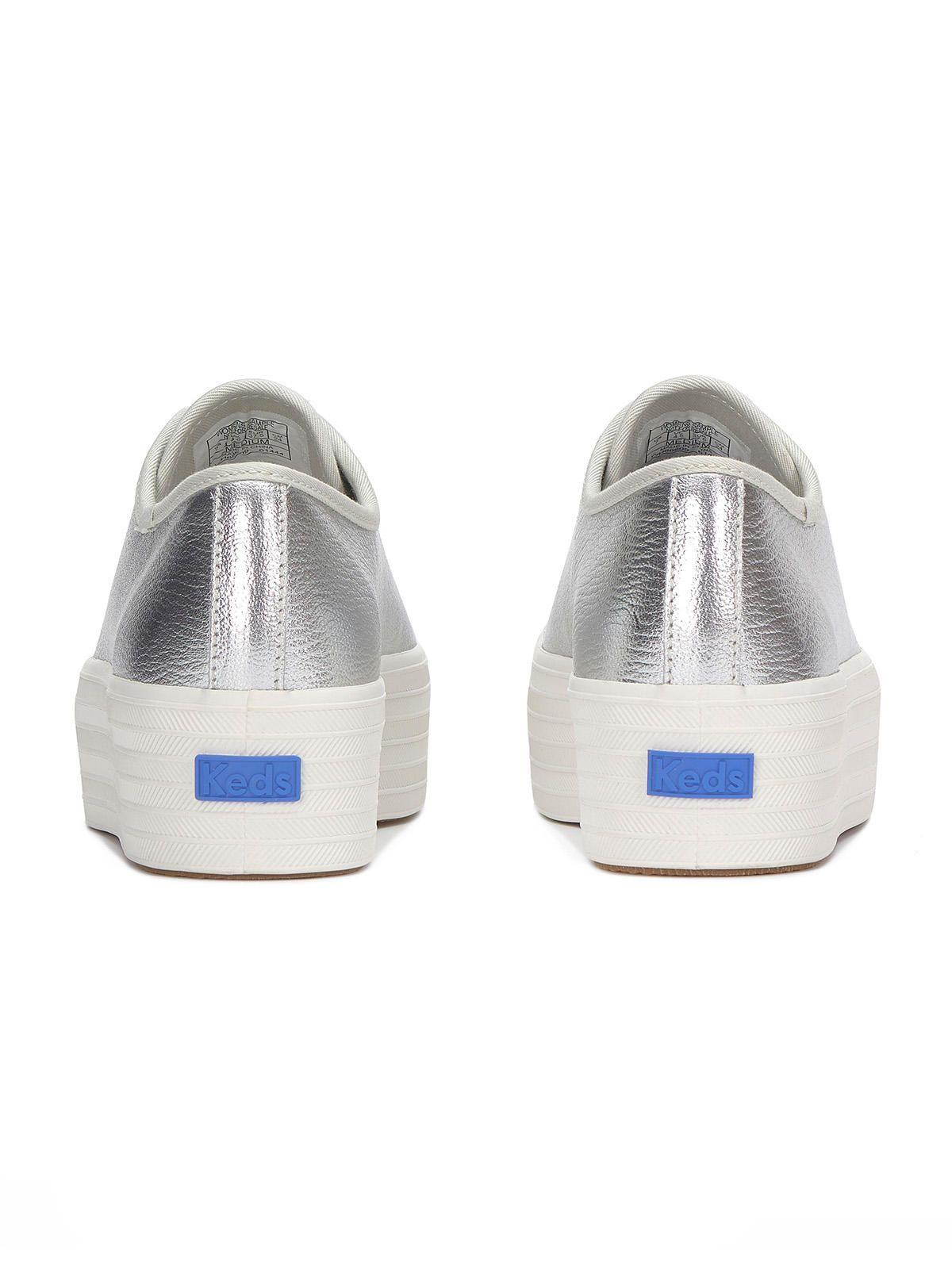 Zapatilla Cuero Mujer Triple Up Plateado-6