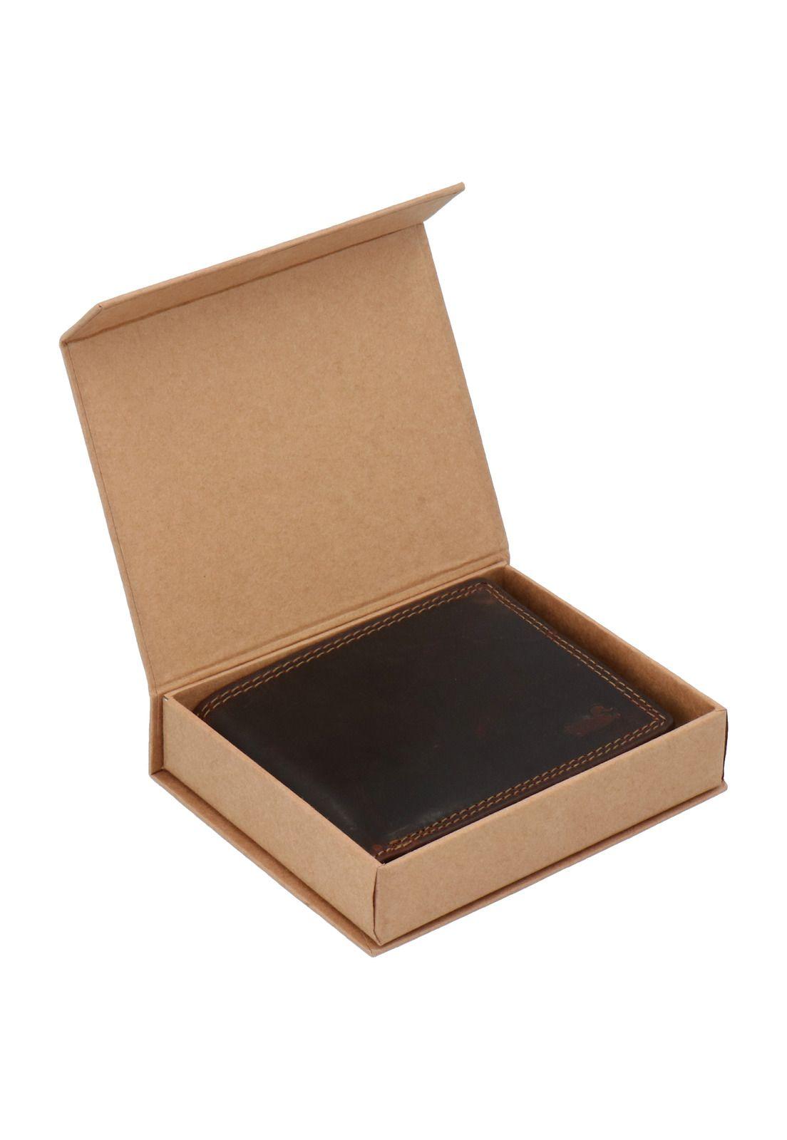 Billetera Cuero Hombre Whtc 8B Purse Café-3