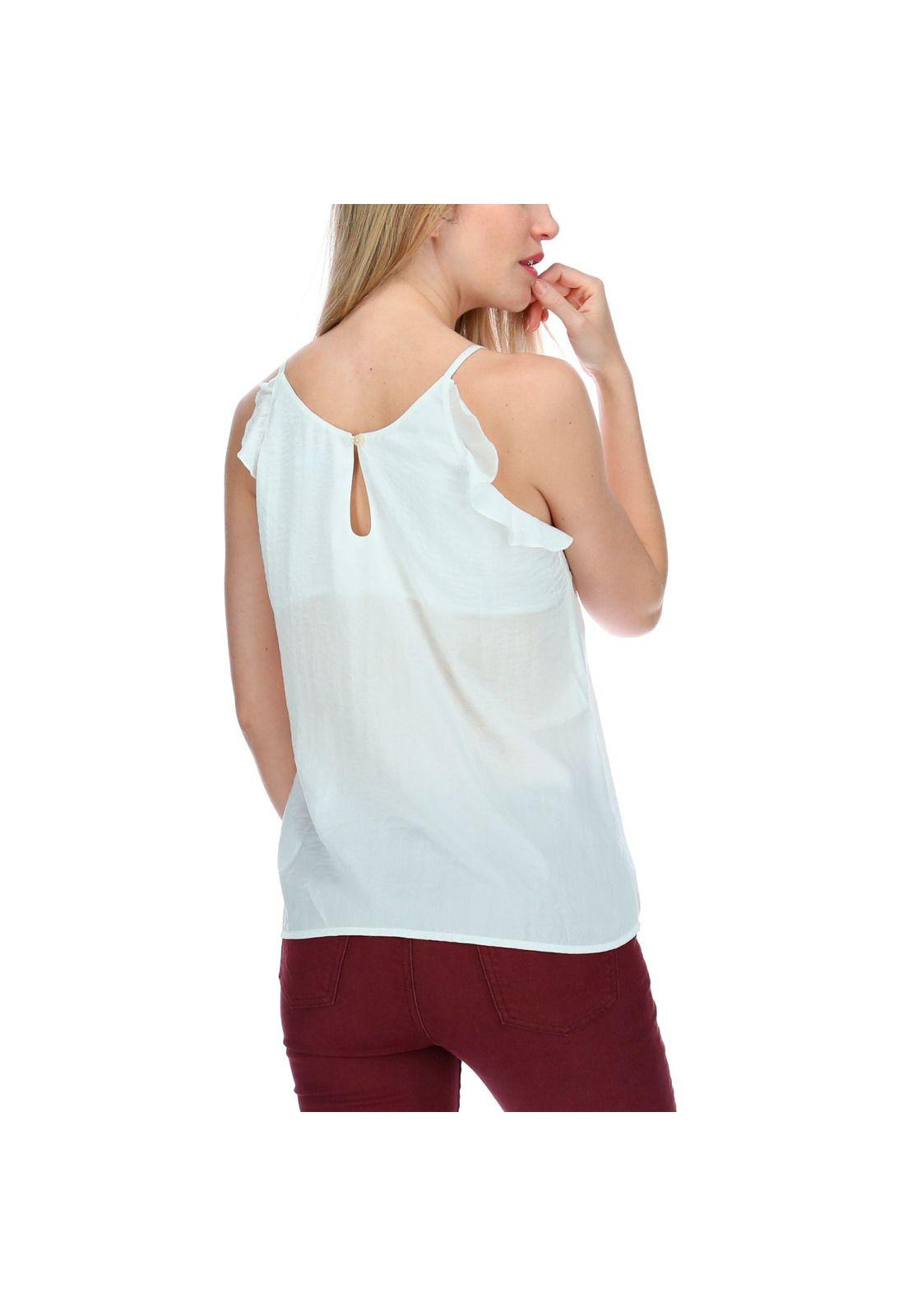 Polera Sm Mujer Ruffle Tank Top Blanco-1