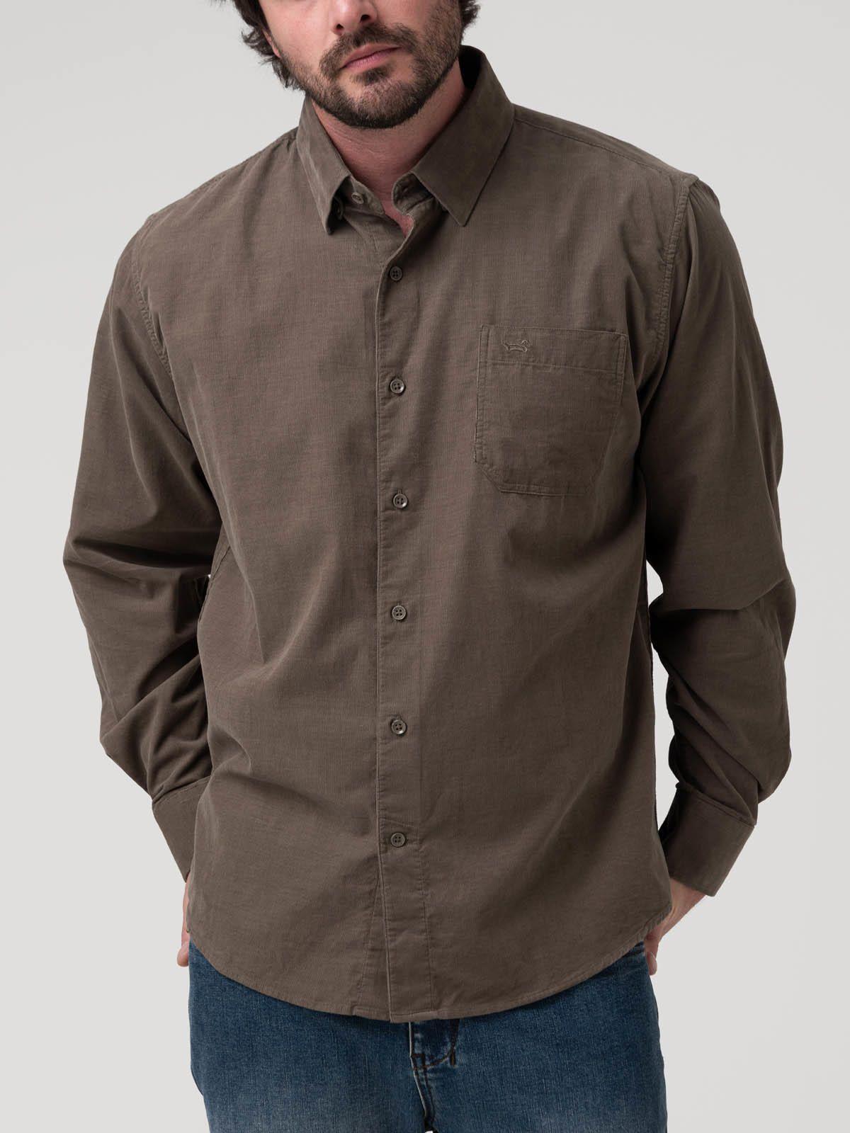 Camisa Algodón Orgánico Hombre Corduroy Gris-4