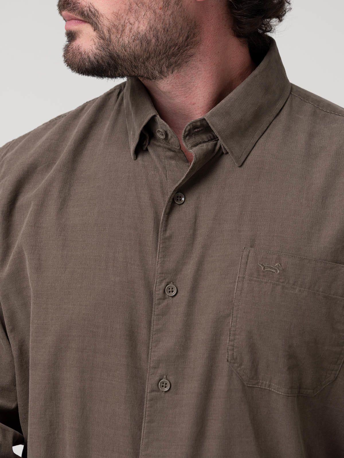 Camisa Algodón Orgánico Hombre Corduroy Gris-6