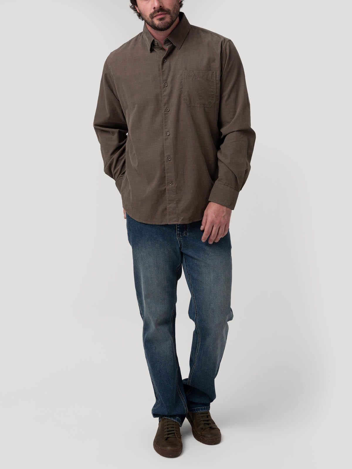 Camisa Algodón Orgánico Hombre Corduroy Gris-7