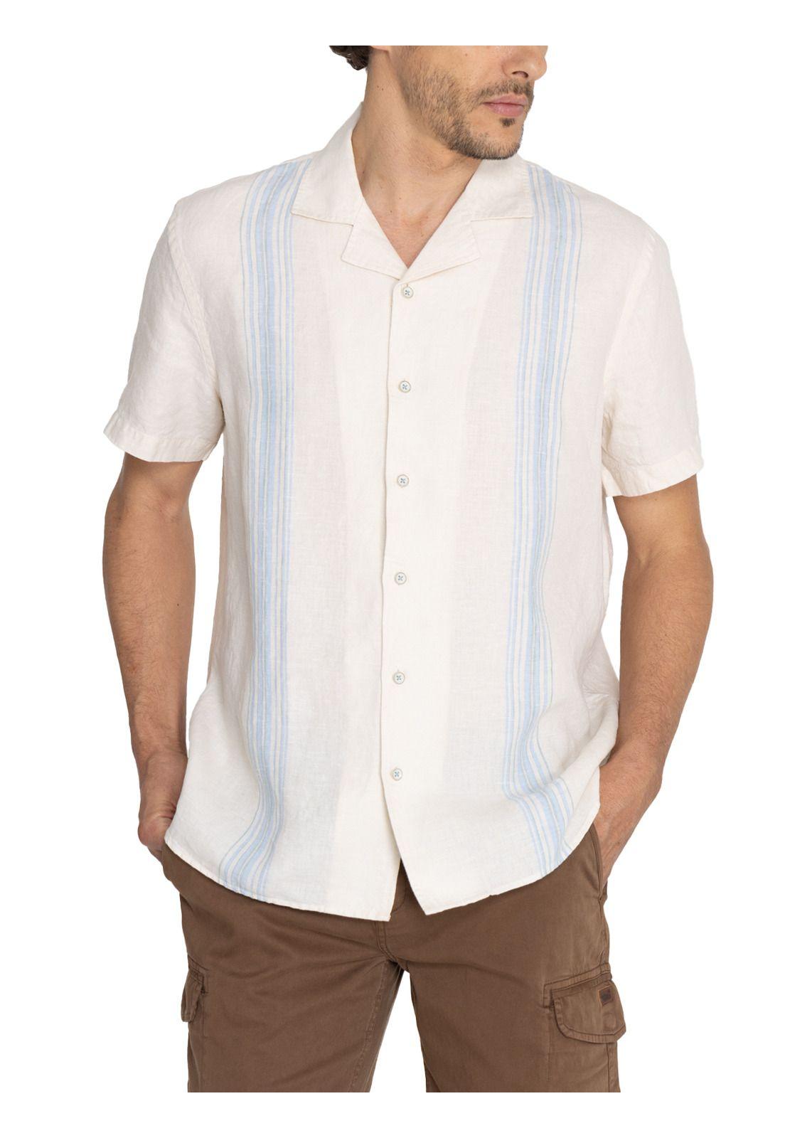 camisa Lino Orgánico Beige Bragastripe Hombre -4