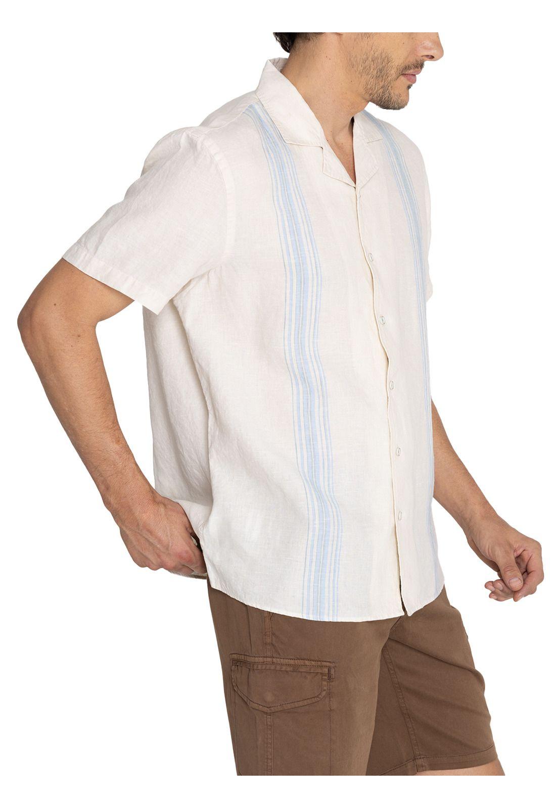camisa Lino Orgánico Beige Bragastripe Hombre -5