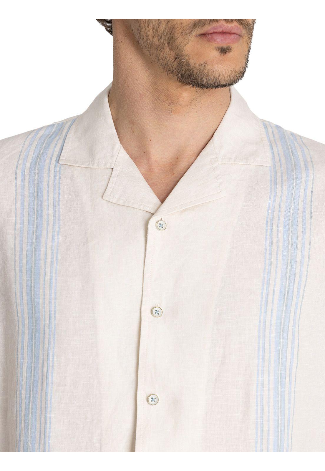 camisa Lino Orgánico Beige Bragastripe Hombre -6