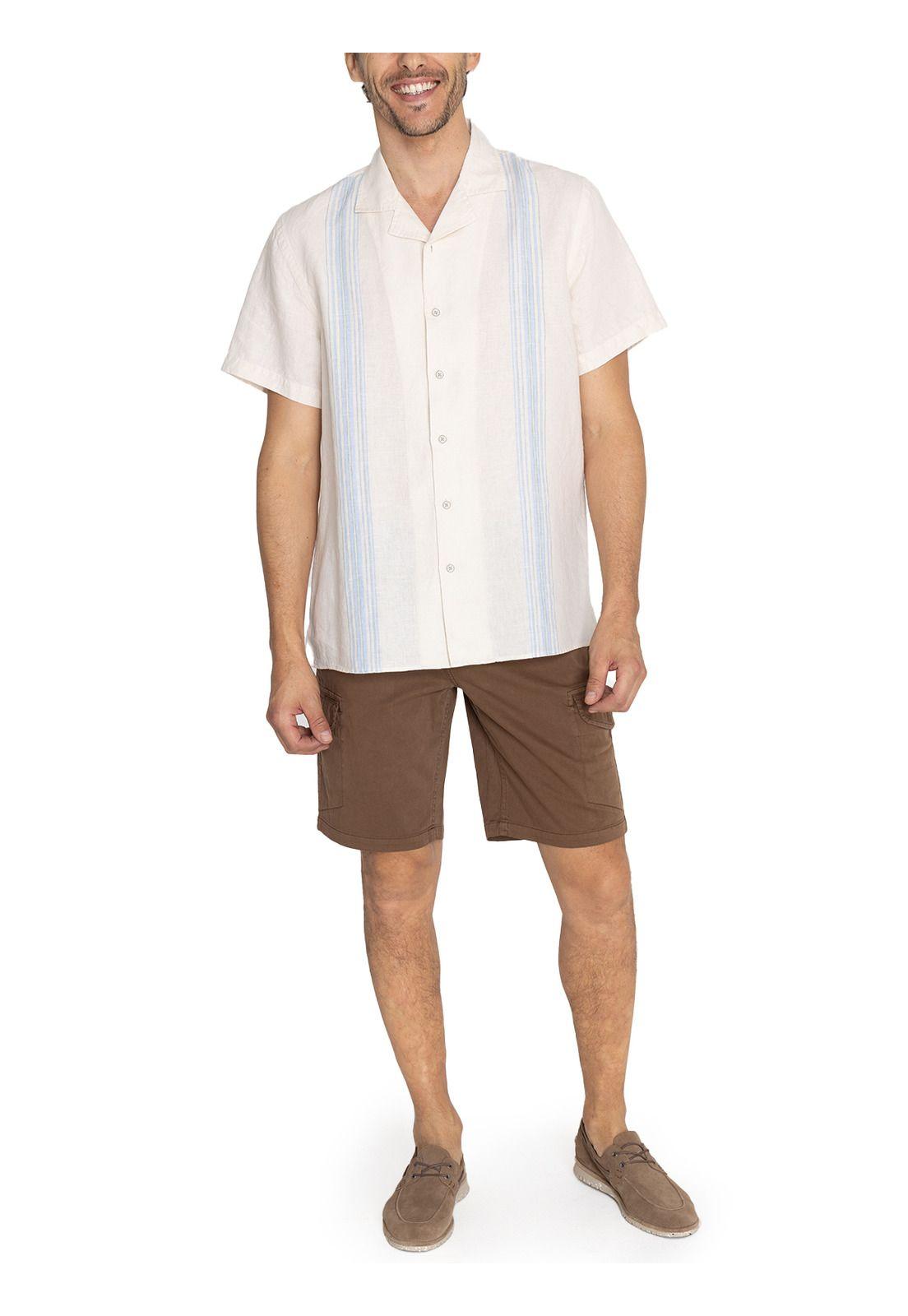 camisa Lino Orgánico Beige Bragastripe Hombre -8