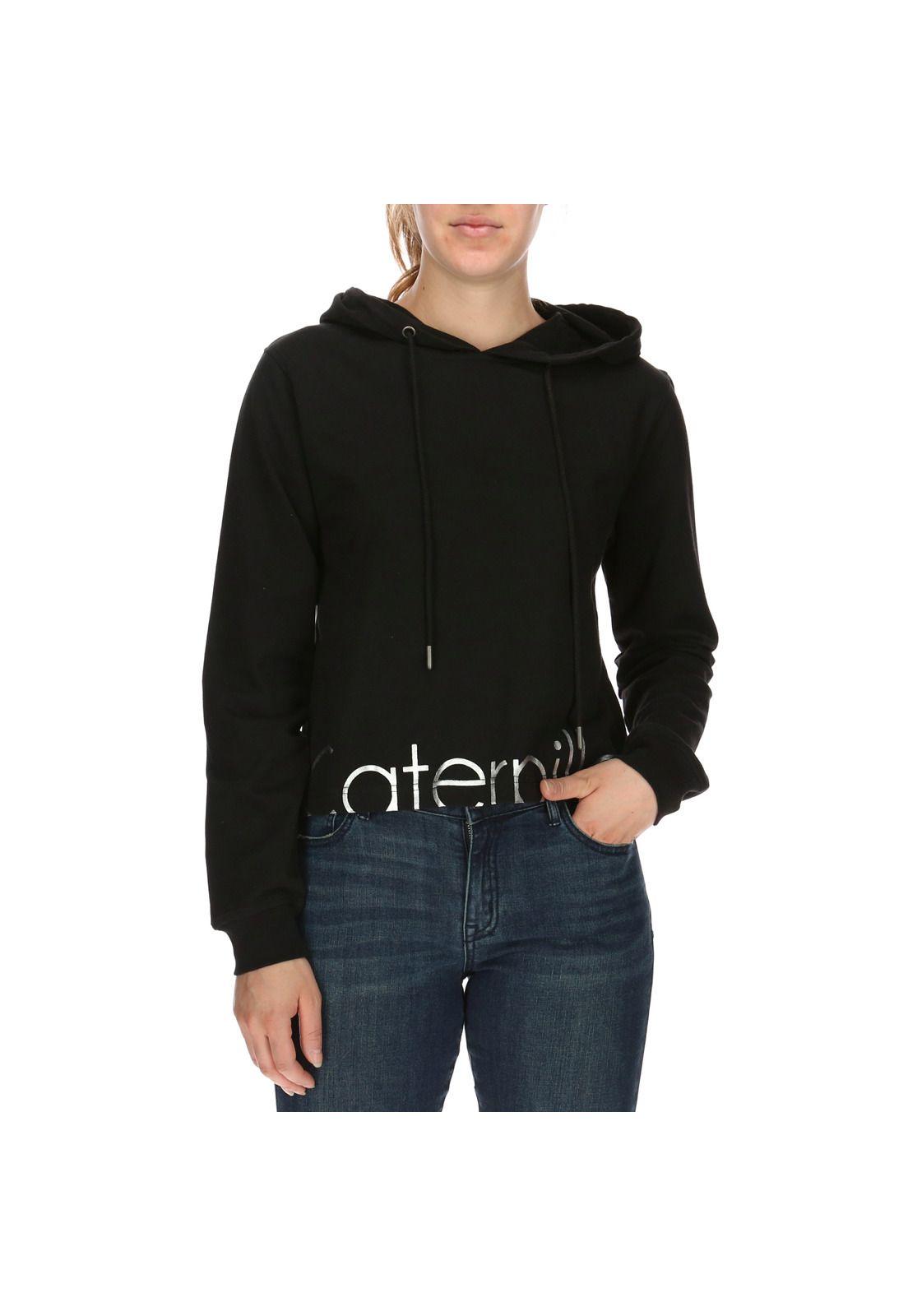 Polerón Mujer Cropped Caterpillar Sweatshirt Algodón Negro-0
